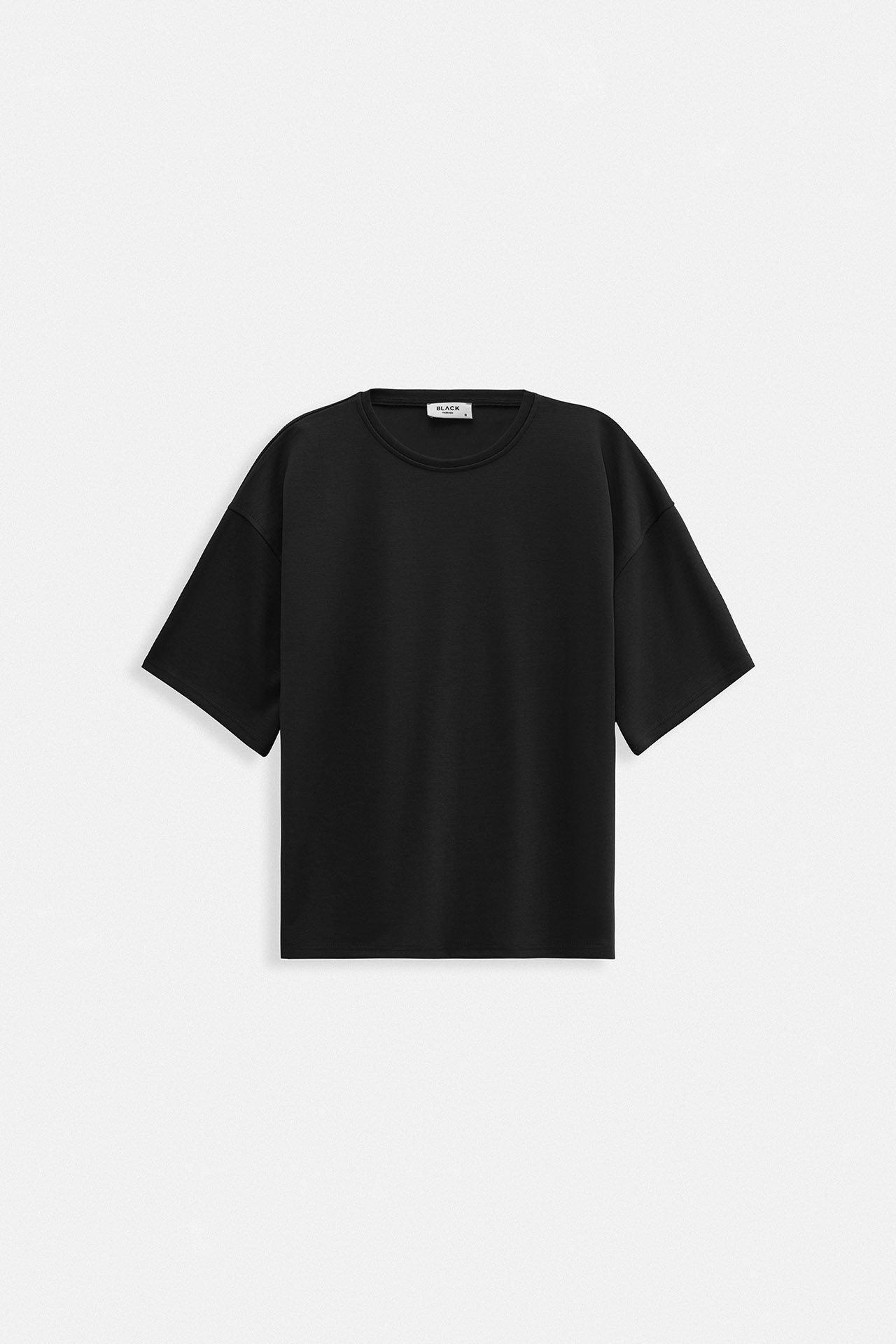 Toptan Bisiklet Yaka Oversize Siyah T-Shirt