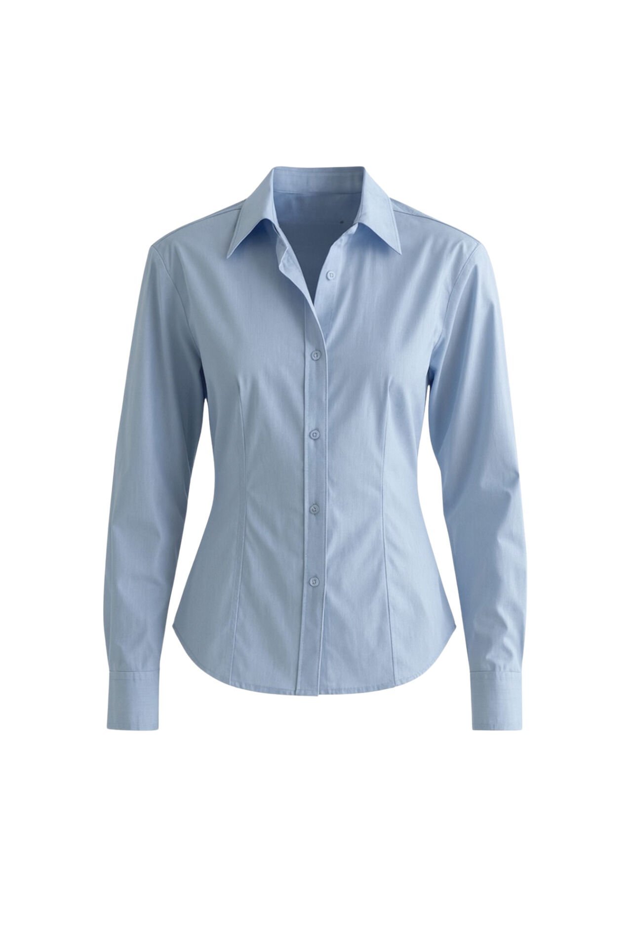 Toptan Bel Oturtmalı Mavi Basic Gömlek