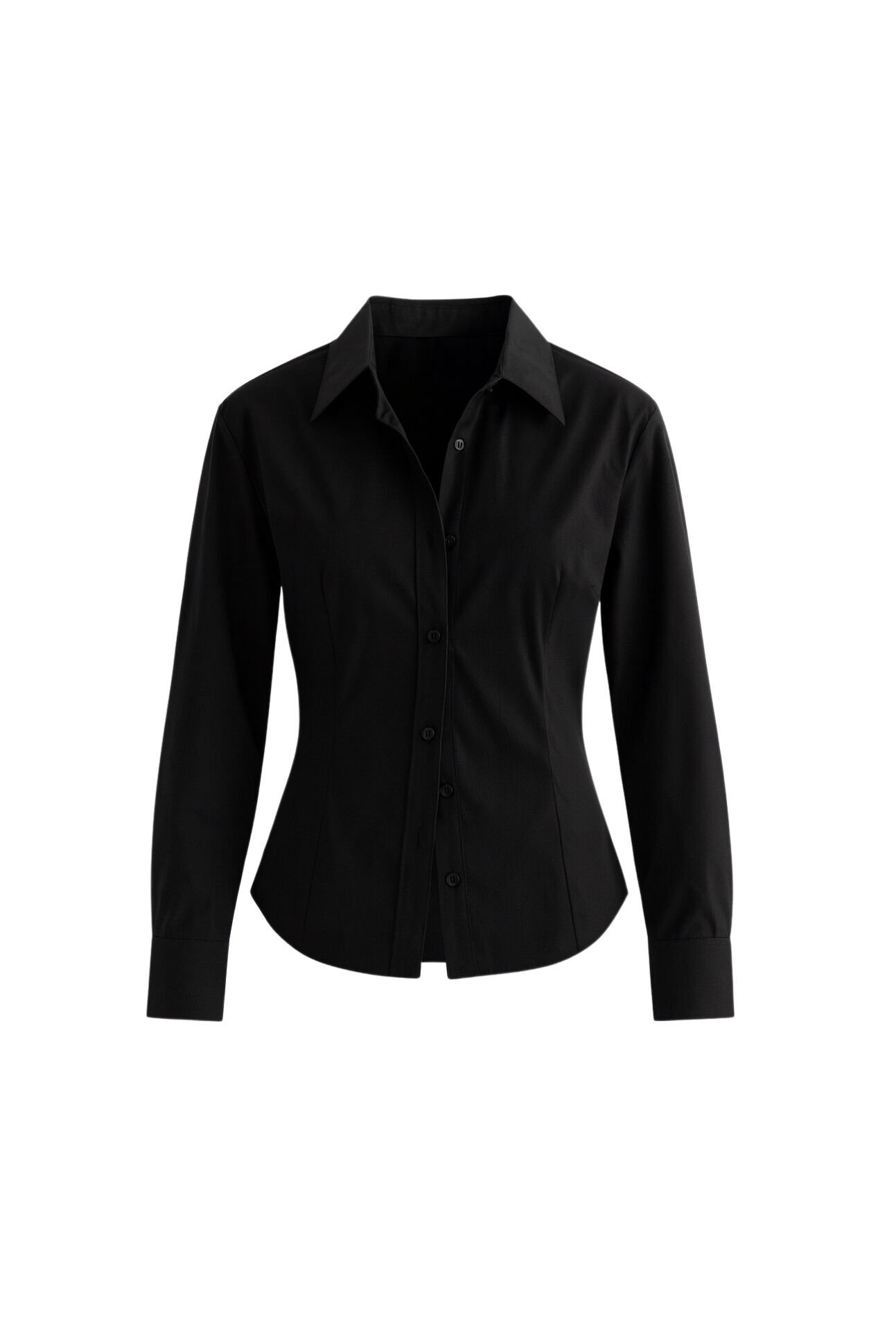 Toptan Bel Oturtmalı Siyah Basic Gömlek