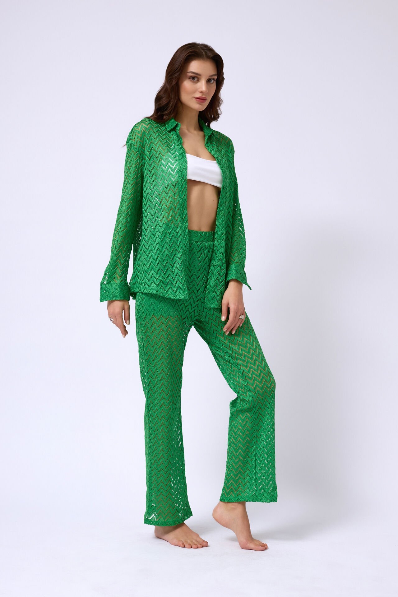 Embroidery Shirt Trousers Set