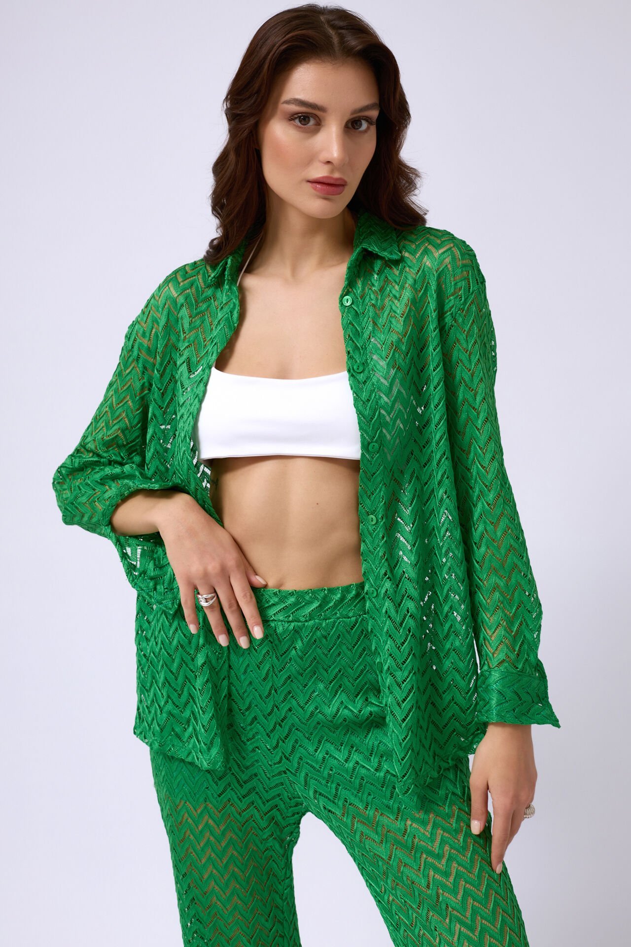 Embroidery Shirt Trousers Set