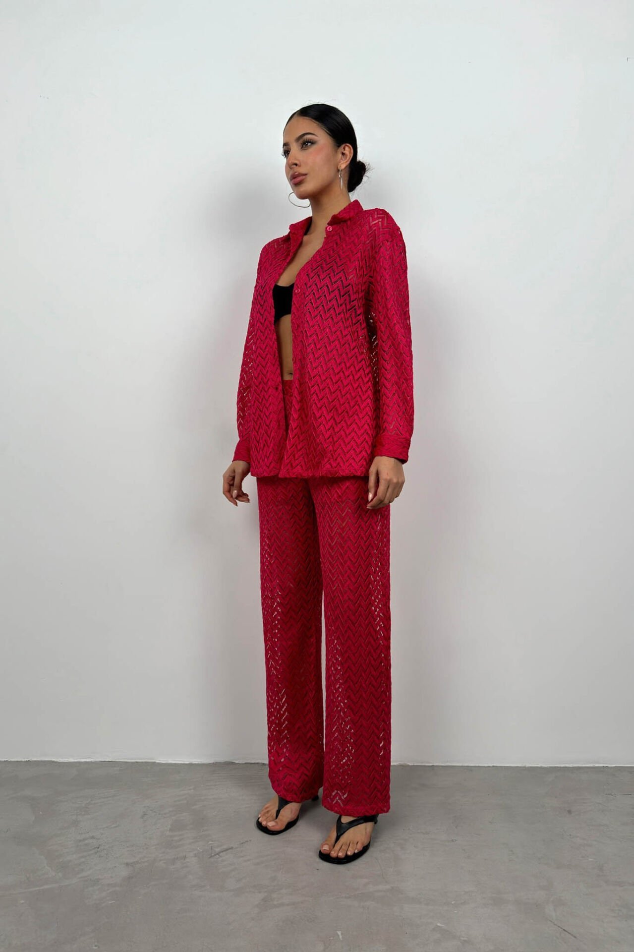 Embroidery Shirt Trousers Set