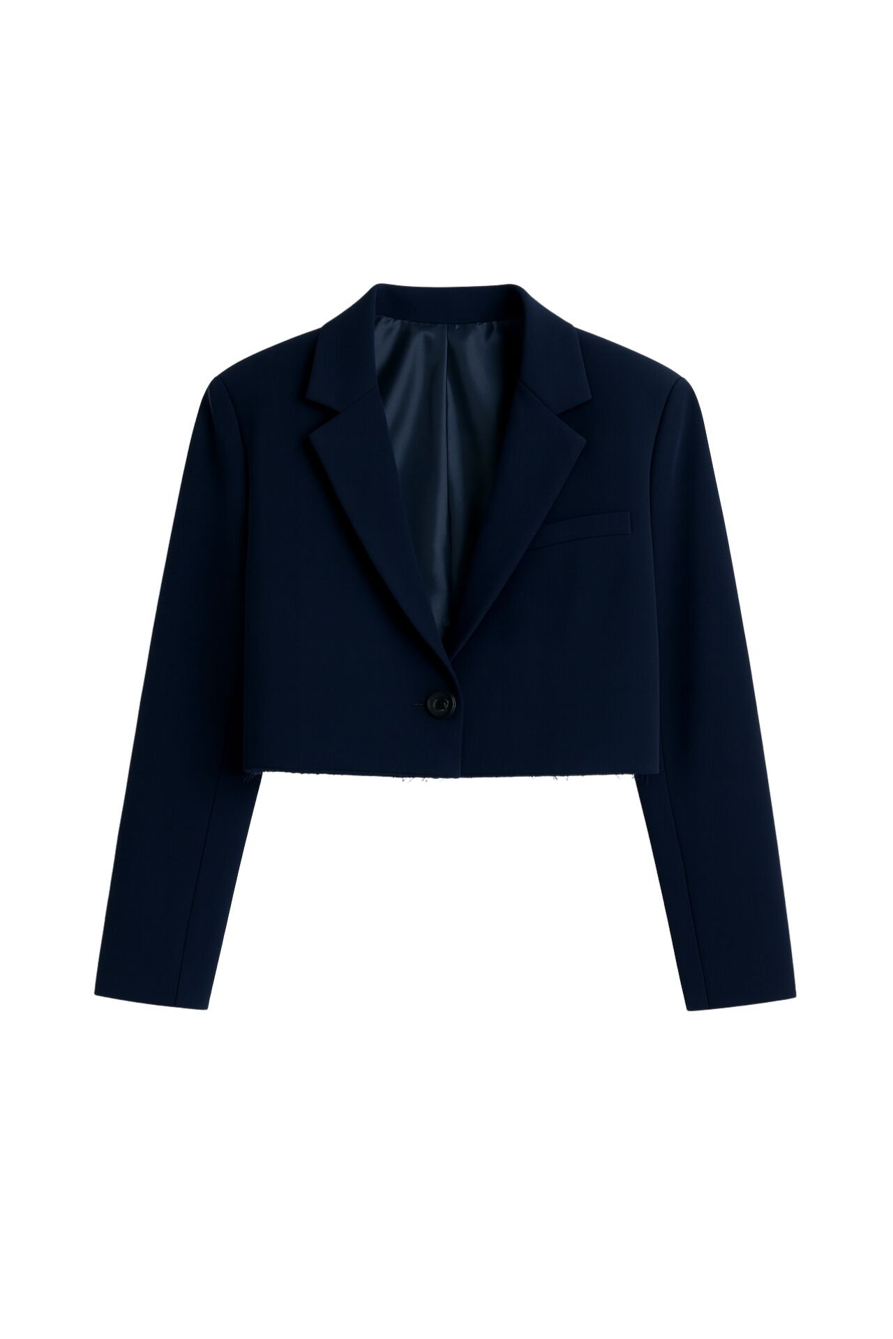 Toptan Crop Basic Lacivert Blazer Ceket