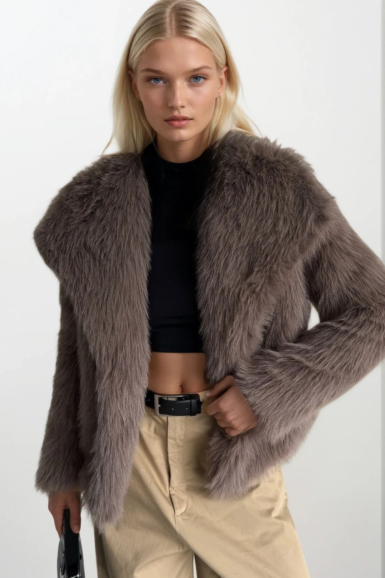 Toptan Şal Yaka Vizon Peluş Kürk