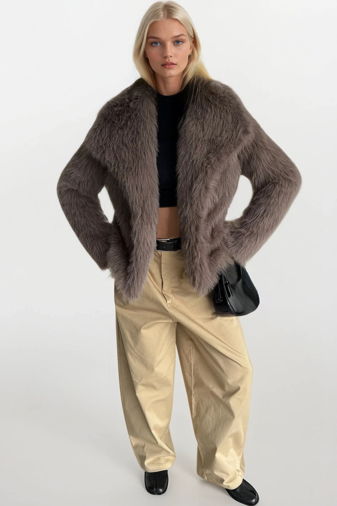 Toptan Şal Yaka Vizon Peluş Kürk