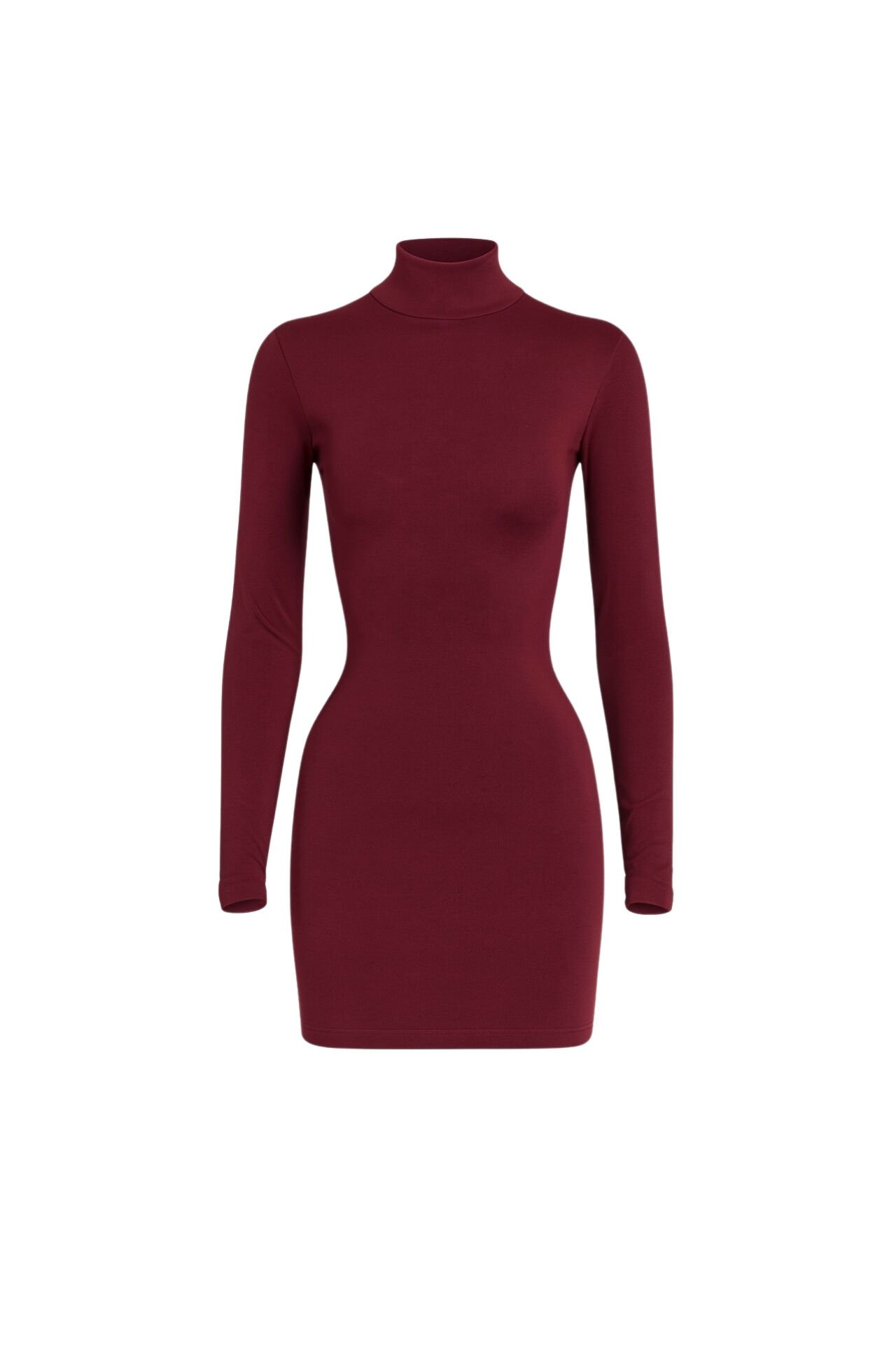 Toptan Balıkçı Yaka Bordo Mini Elbise