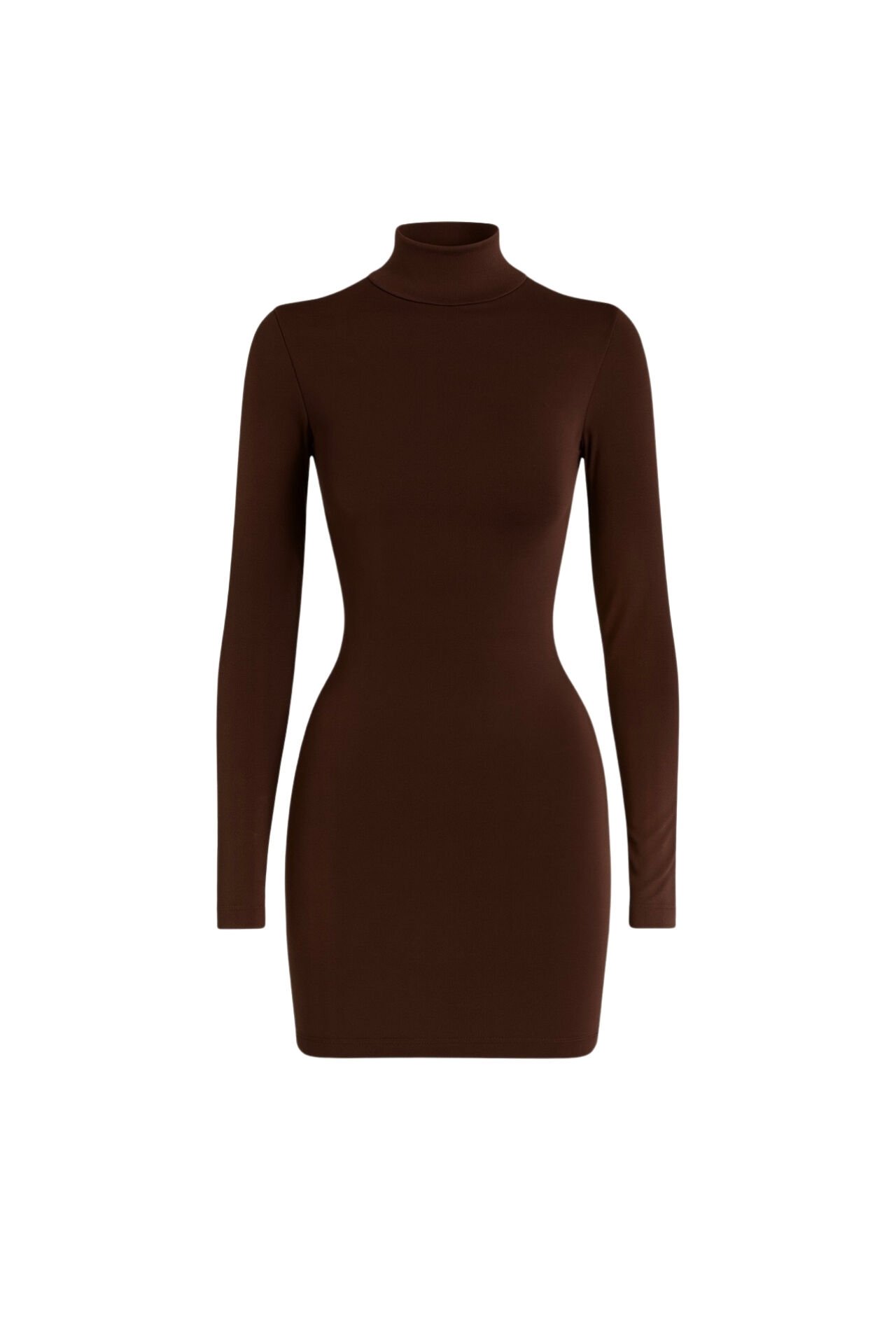 Toptan Balıkçı Yaka Kahverengi Mini Elbise