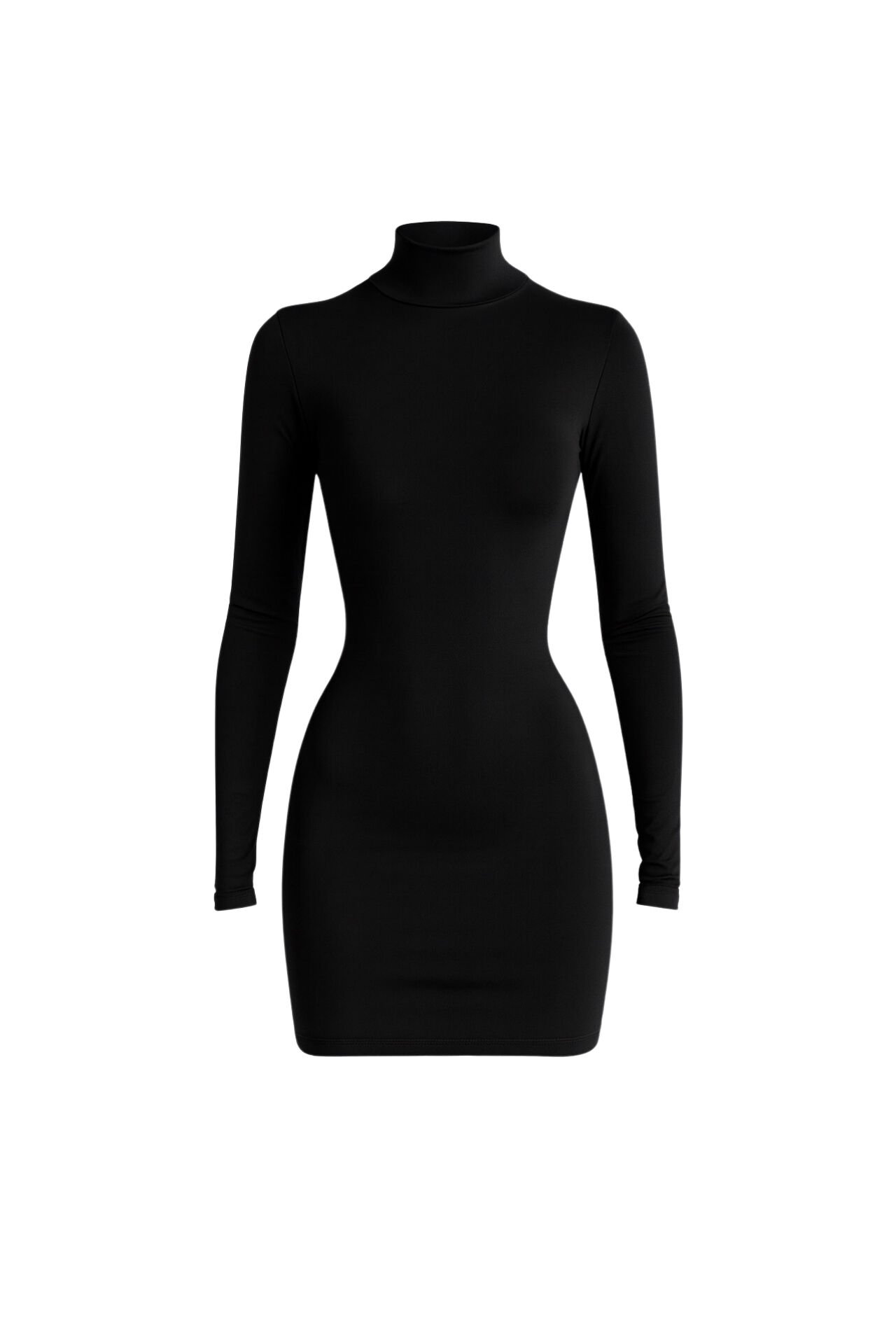 Toptan Balıkçı Yaka Siyah Mini Elbise