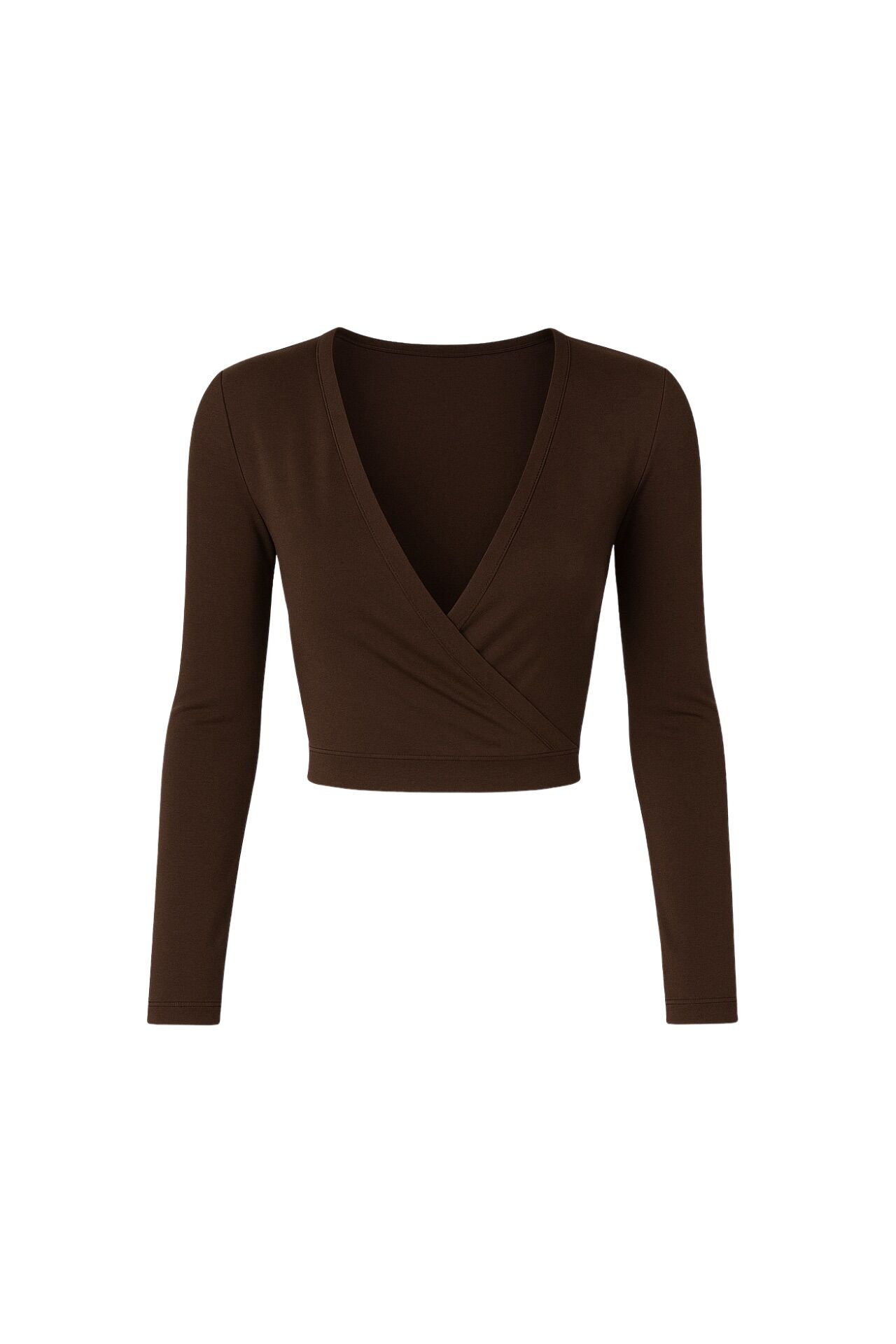 Toptan Kruvaze Bağlamalı Kahverengi Bluz