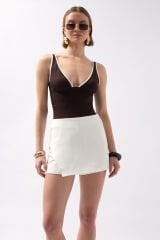 Toptan Basic Mini Beyaz Şort Etek