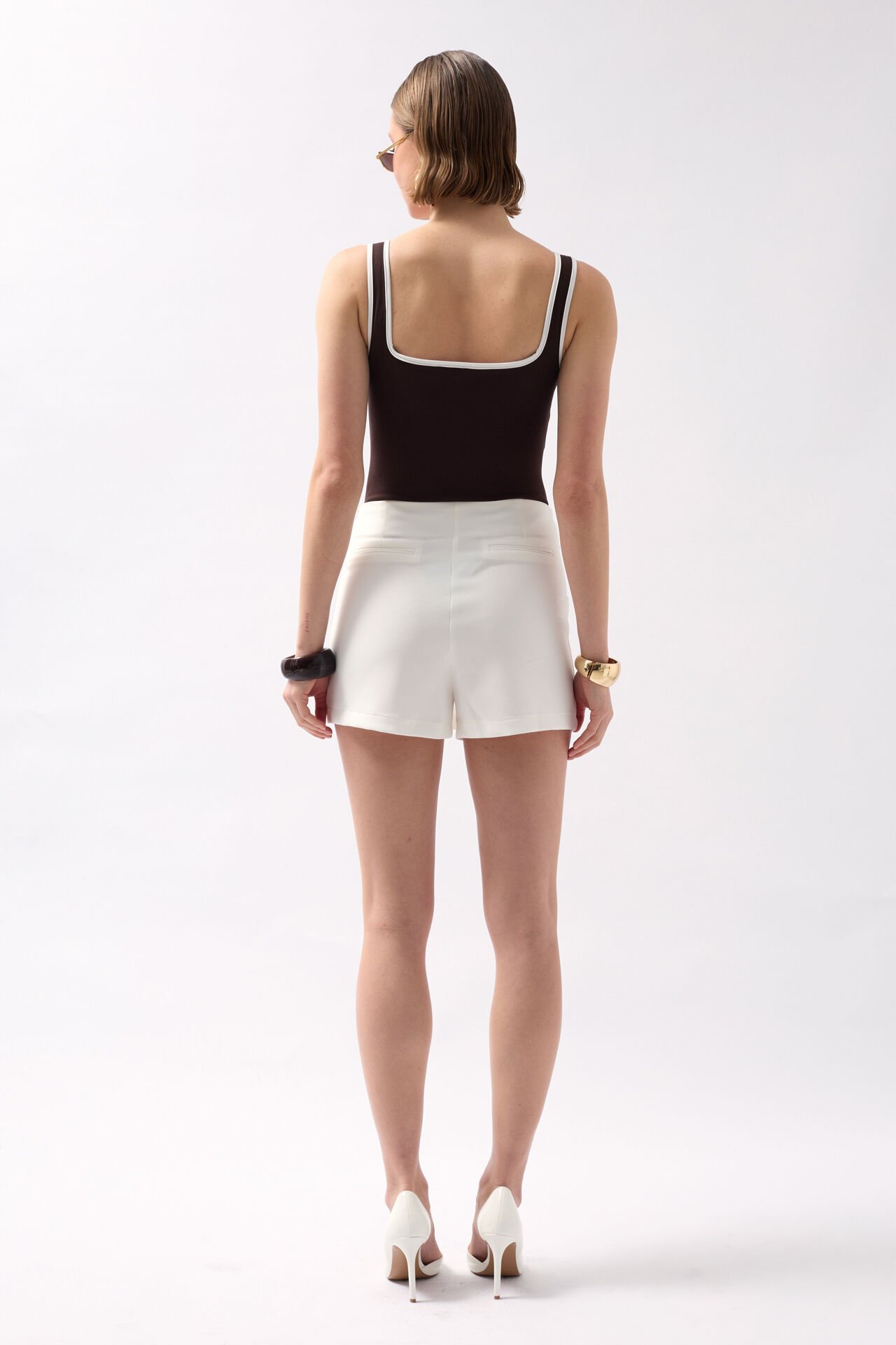 Toptan Basic Mini Beyaz Şort Etek