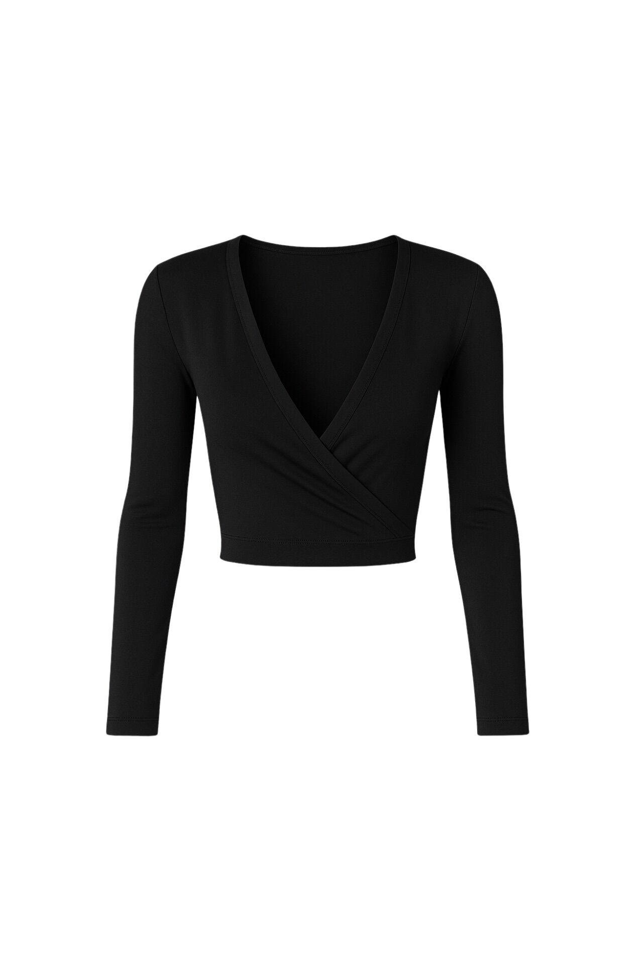 Toptan Kruvaze Bağlamalı Siyah Bluz