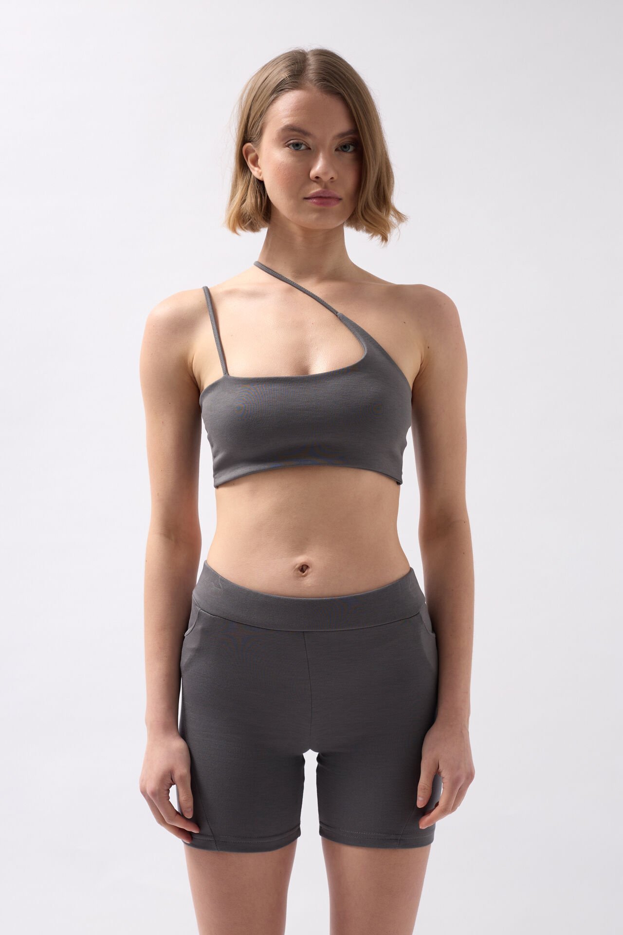 Wholesale Cross Strap Gray Bra