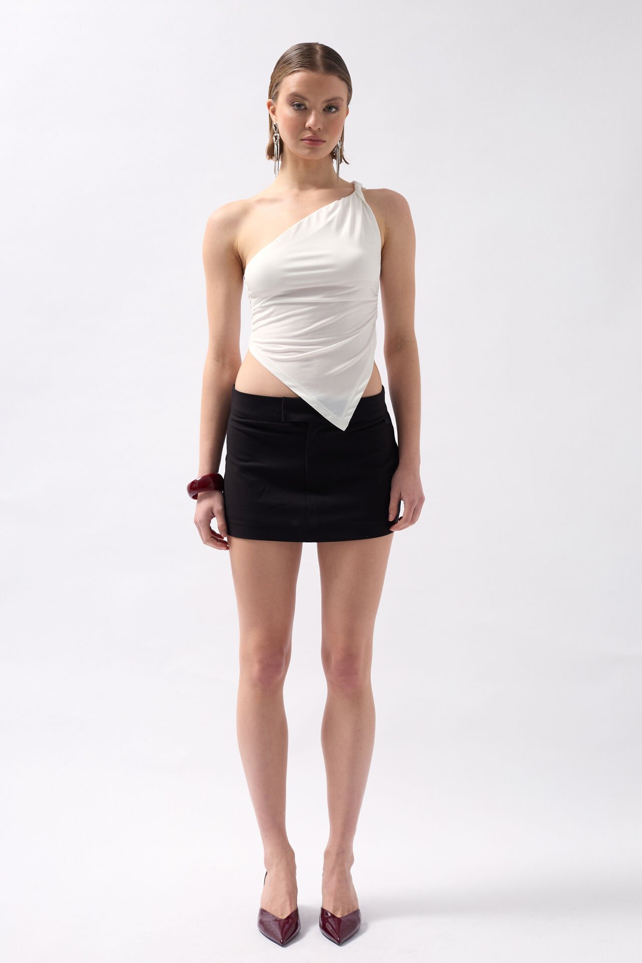 Wholesale Asymmetrical Detail White Blouse