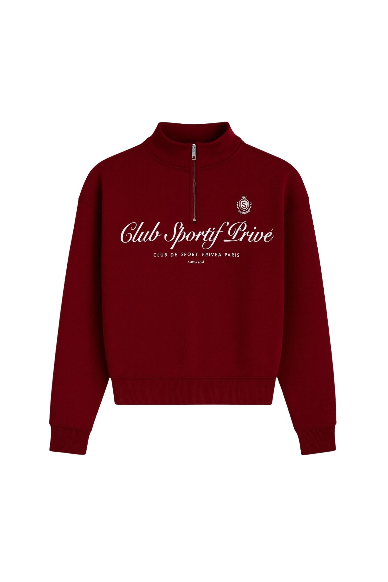 Toptan Fermuar Detay Baskılı Bordo Sweatshirt