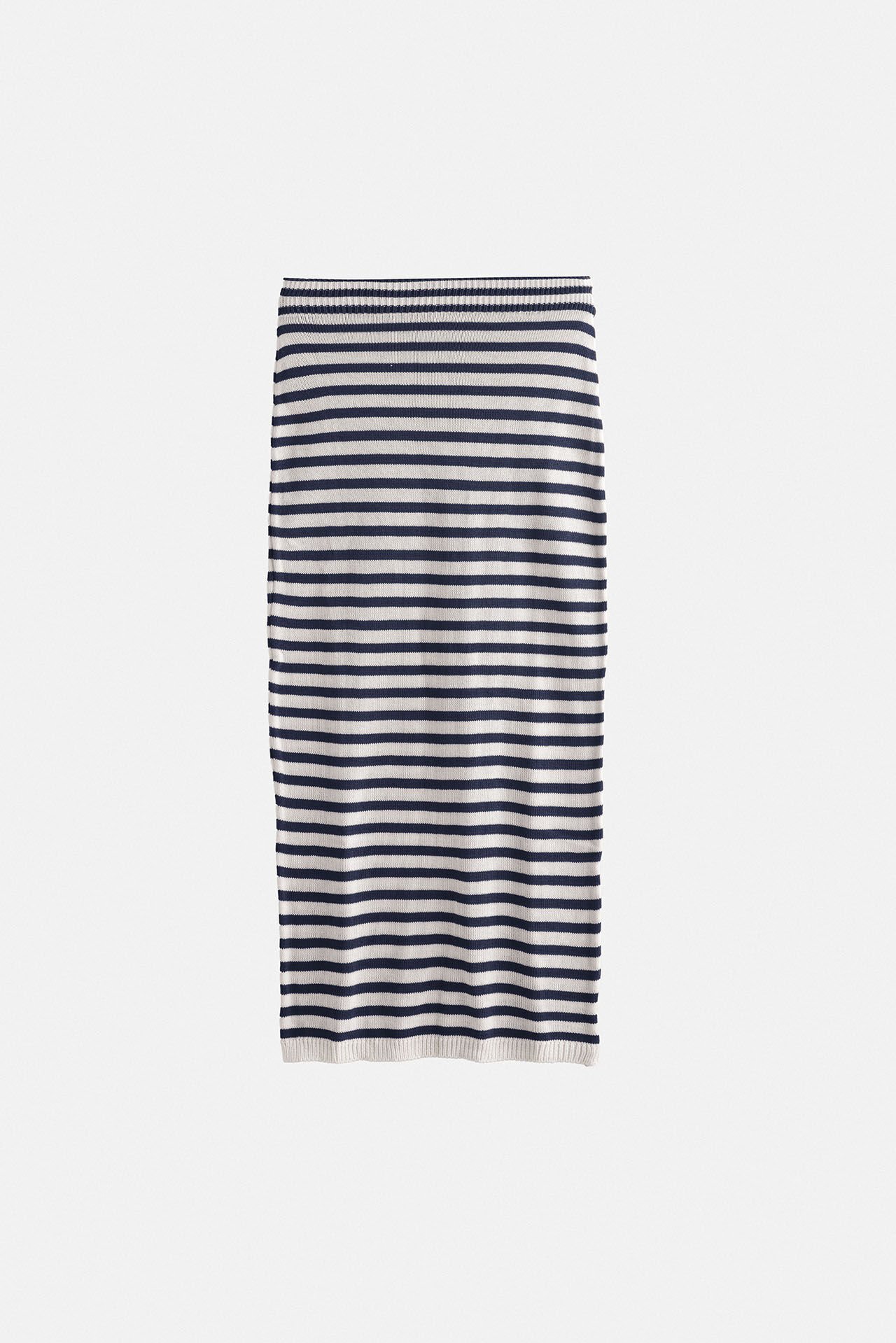 Оптовая продажа полосатая миди текстурированная белая темно-синяя юбка