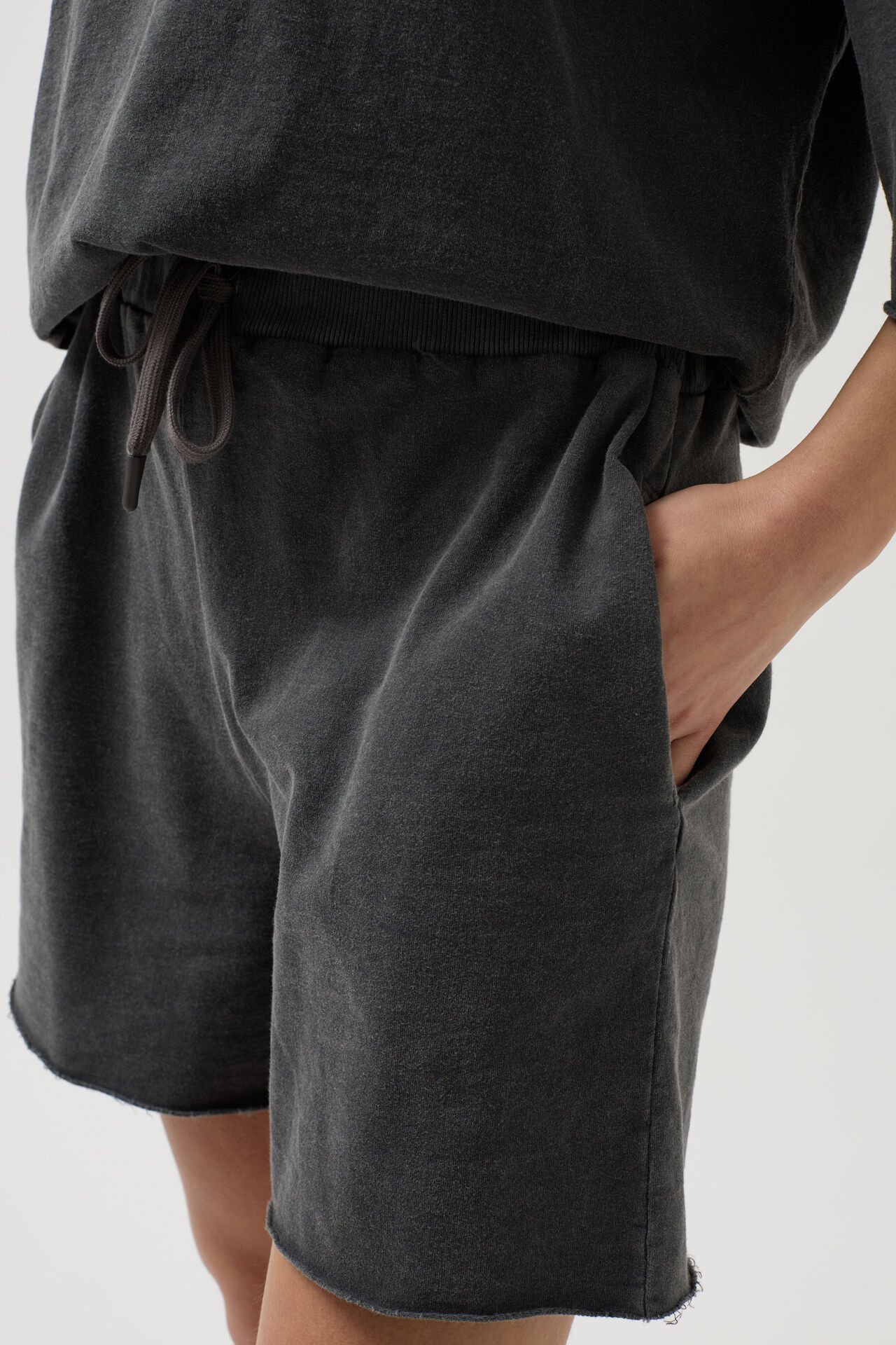 Wholesale Laser Cut Lace Detail Anthracite Shorts