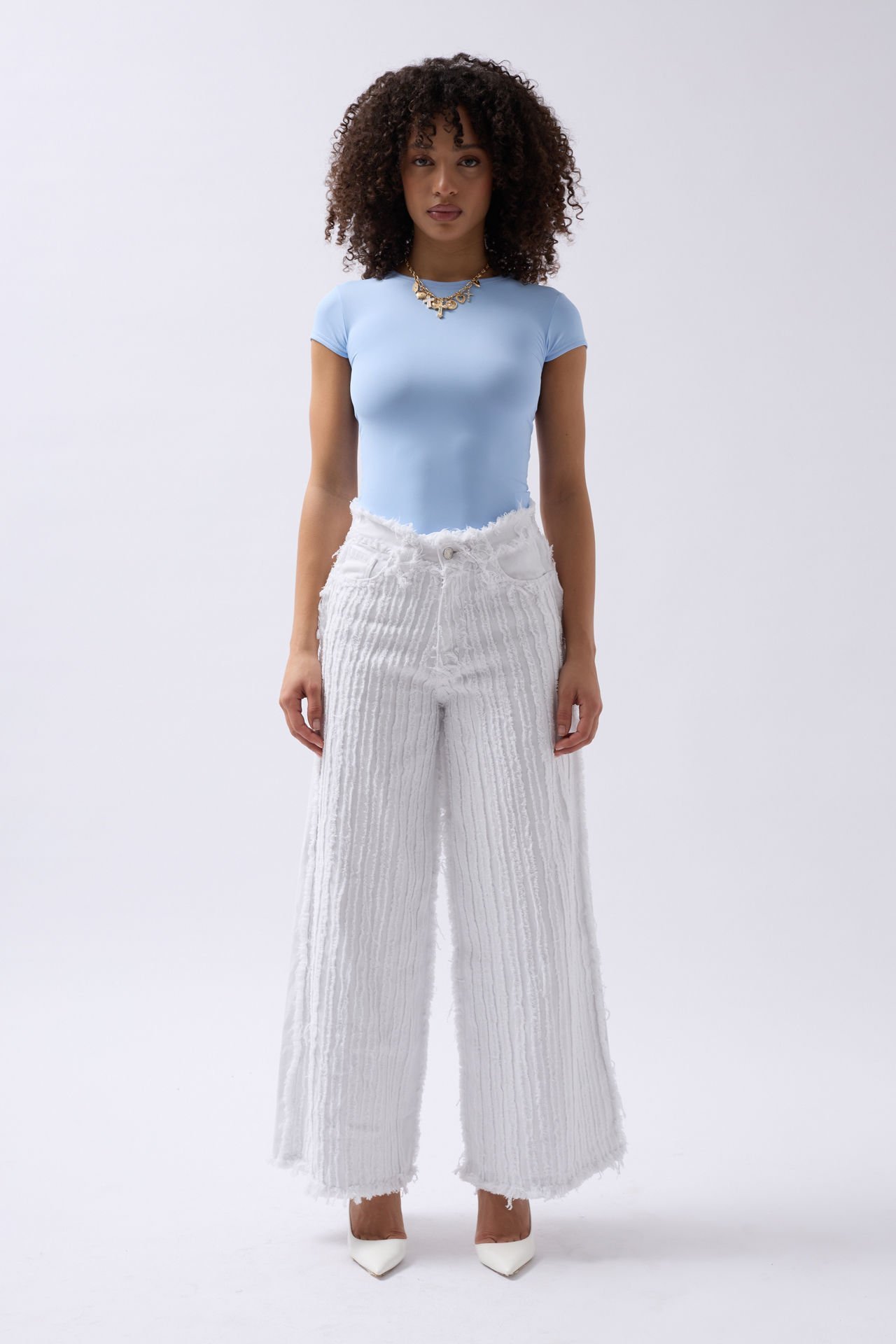 Wholesale Tassel Detail Wide Leg Jean
