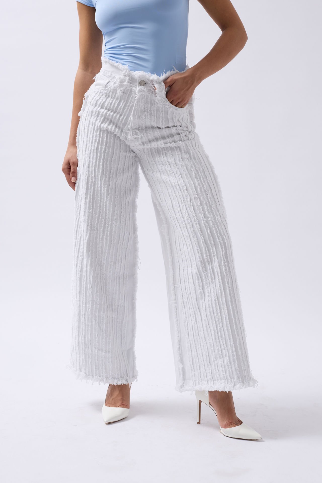 Wholesale Tassel Detail Wide Leg Jean