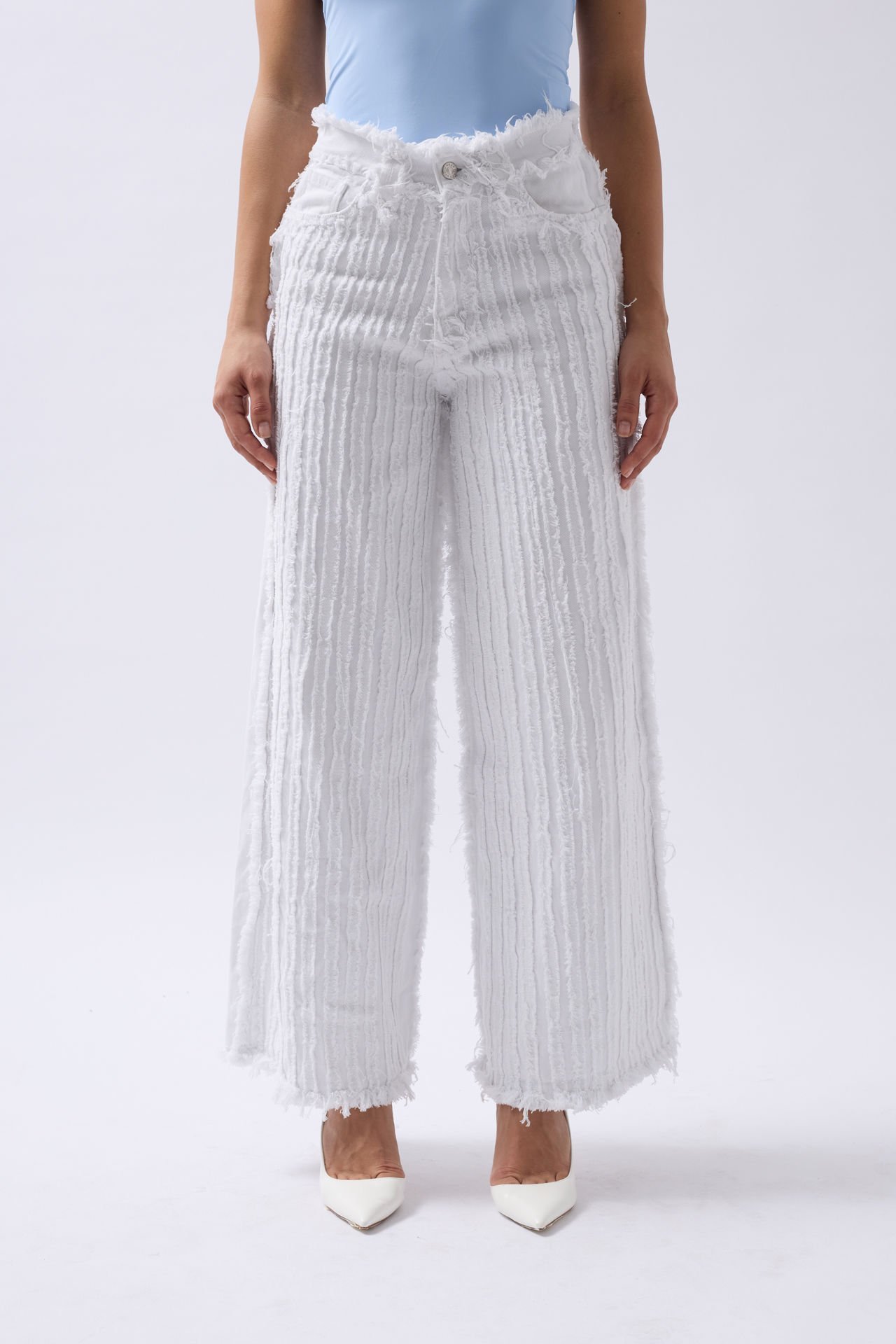 Wholesale Tassel Detail Wide Leg Jean