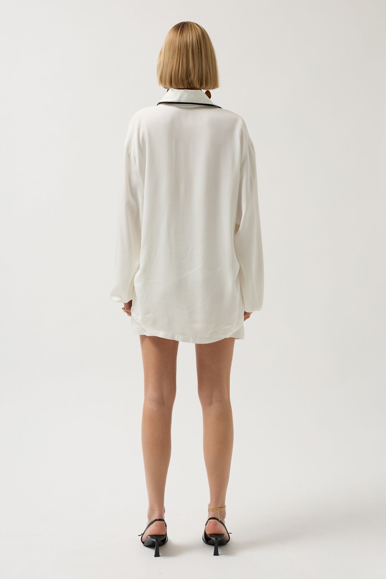 Toptan Cep Detay Ekru Oversize Gömlek