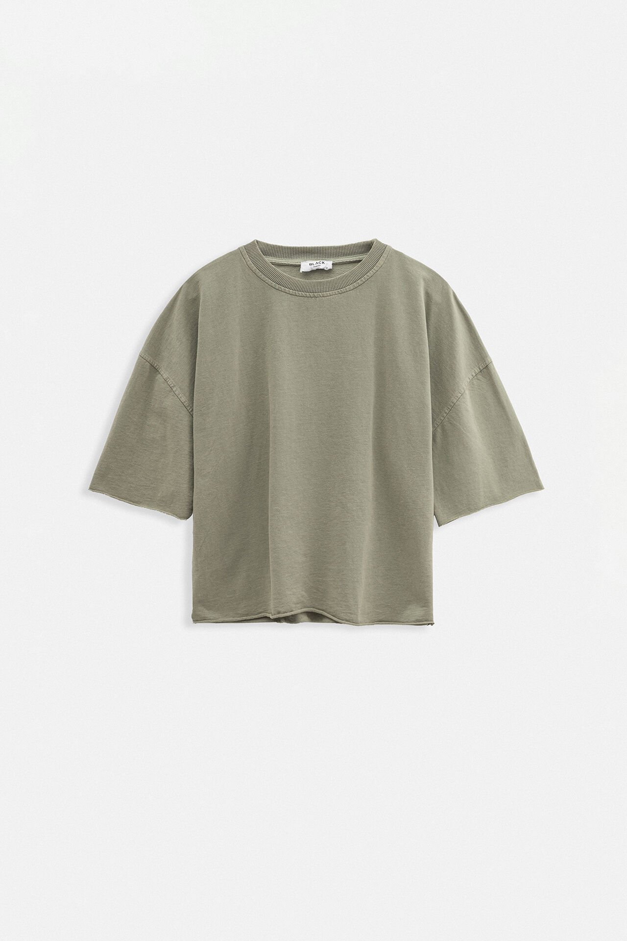 Toptan Oversize Lazer Kesim Bisiklet Yaka Haki T-Shirt