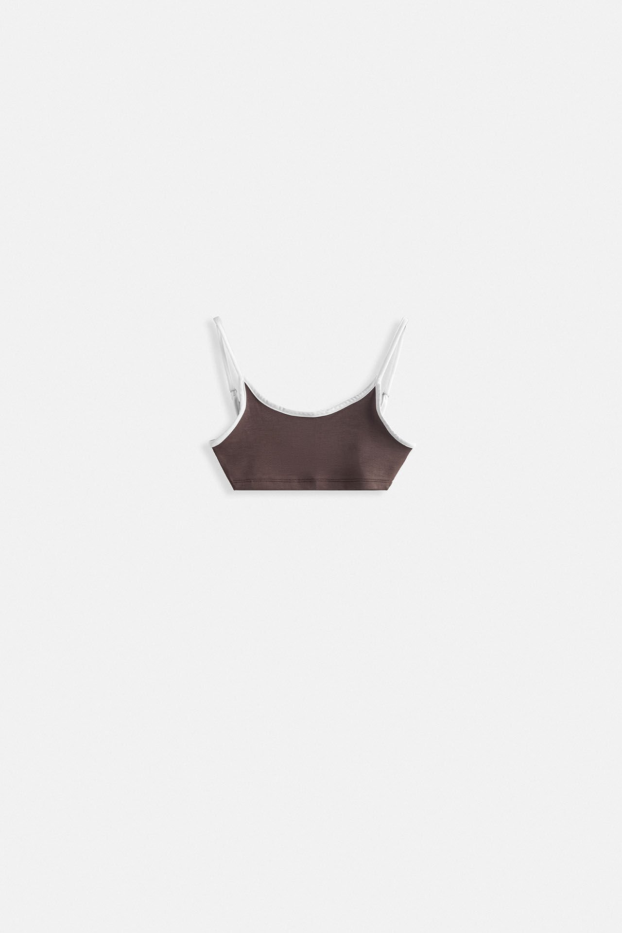 Wholesale Piping Detailed Strappy Brown Bra