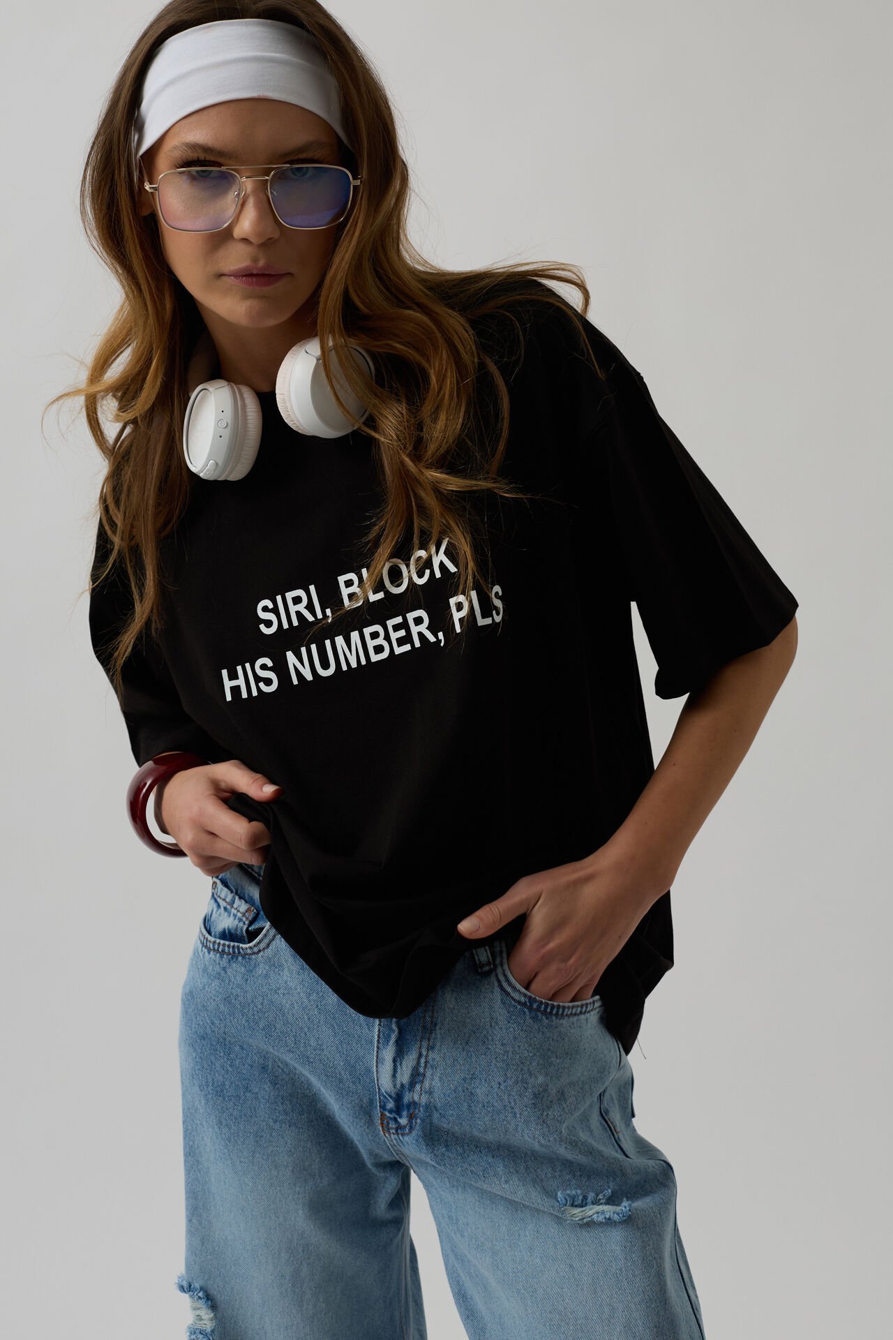 Toptan Ön Baskılı Oversize Siyah T-Shirt