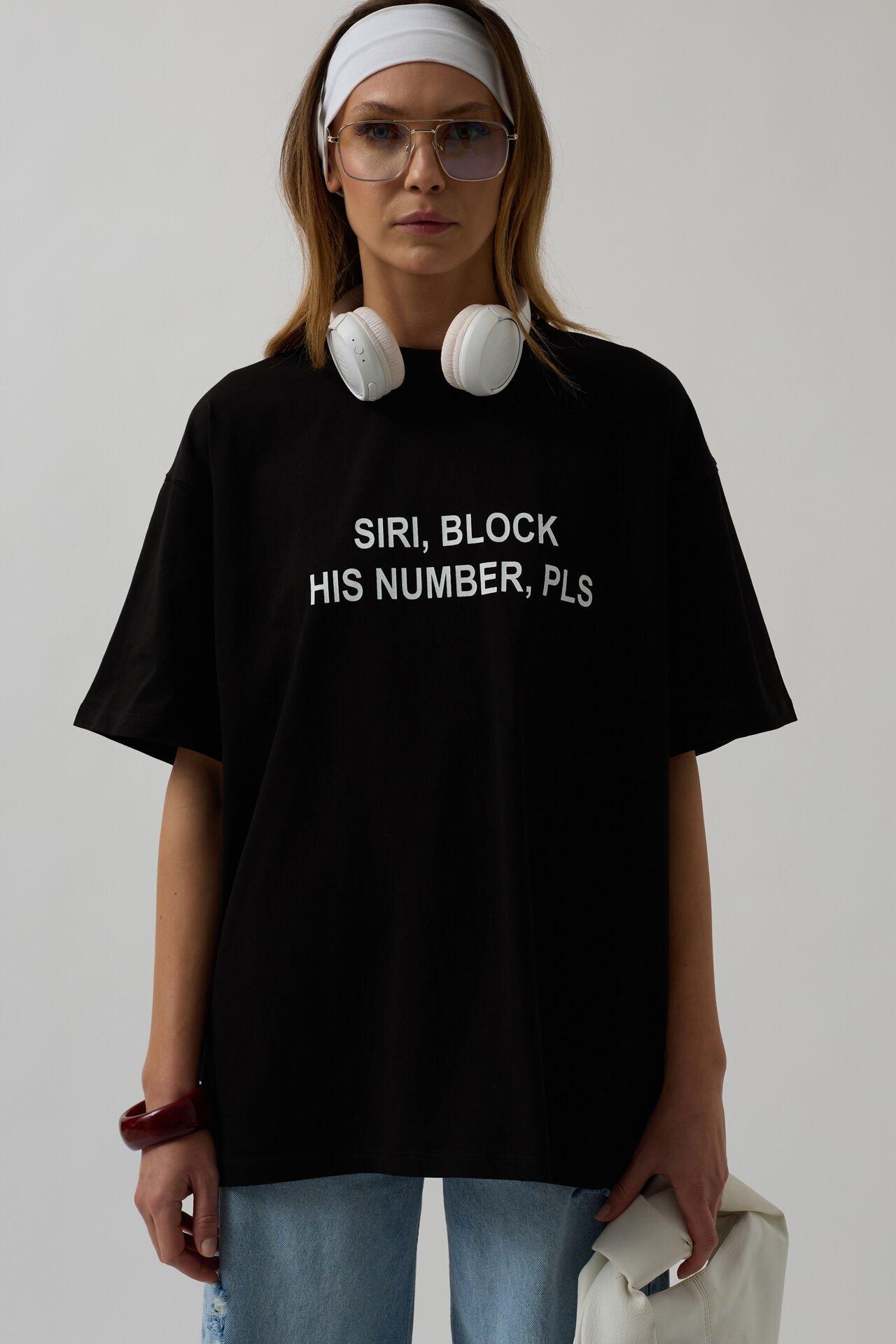 Toptan Ön Baskılı Oversize Siyah T-Shirt