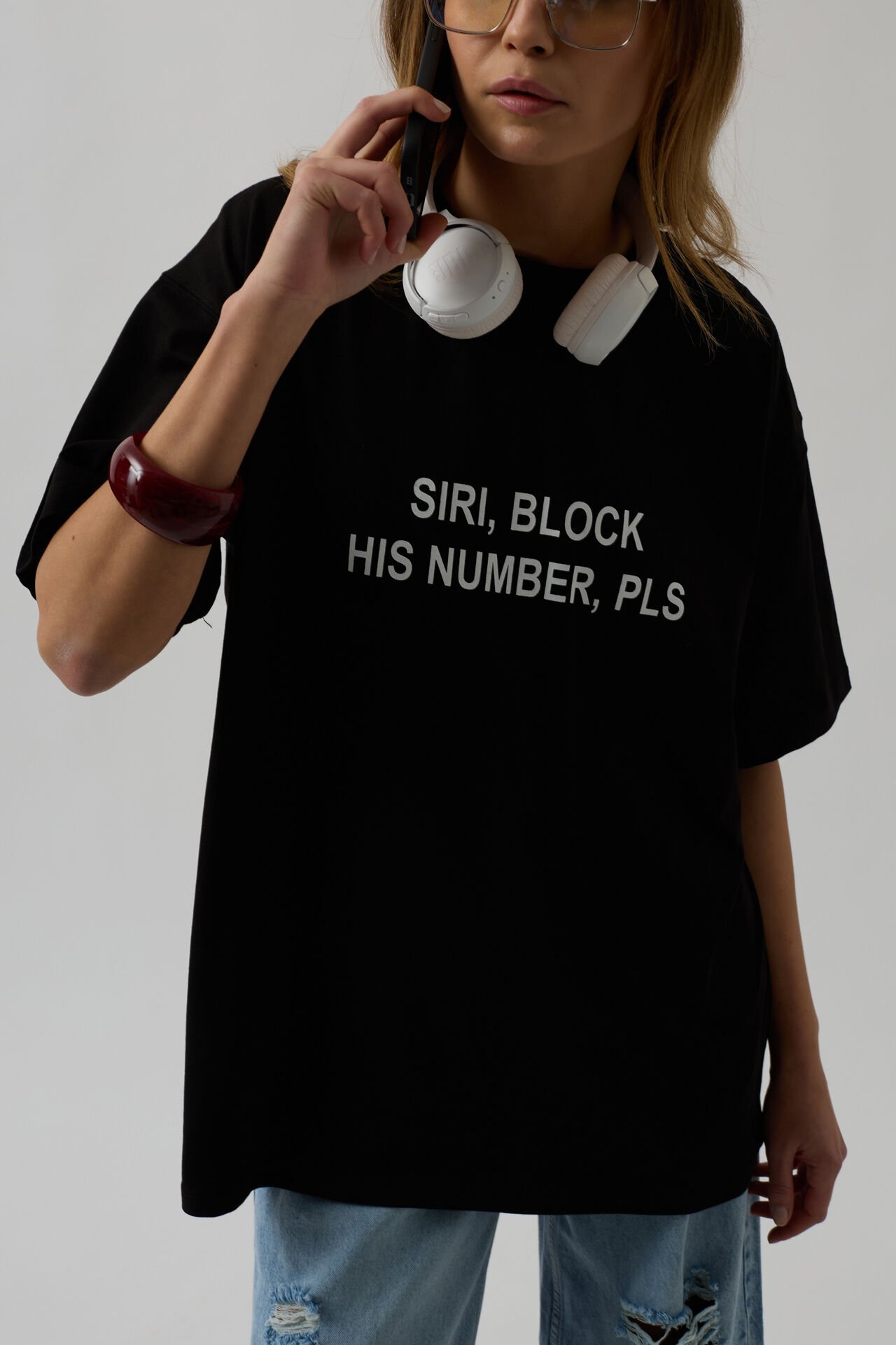 Toptan Ön Baskılı Oversize Siyah T-Shirt