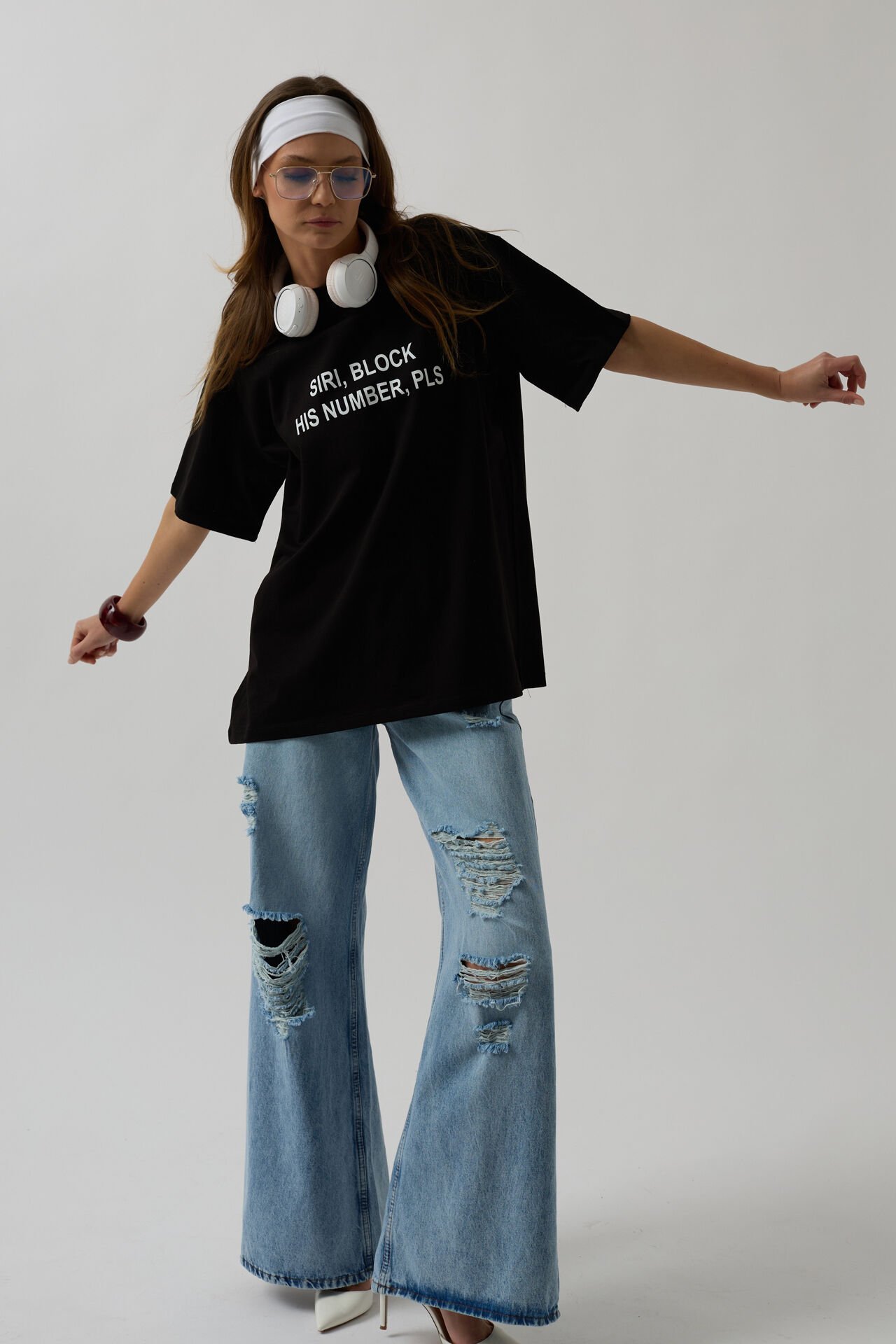 Toptan Ön Baskılı Oversize Siyah T-Shirt