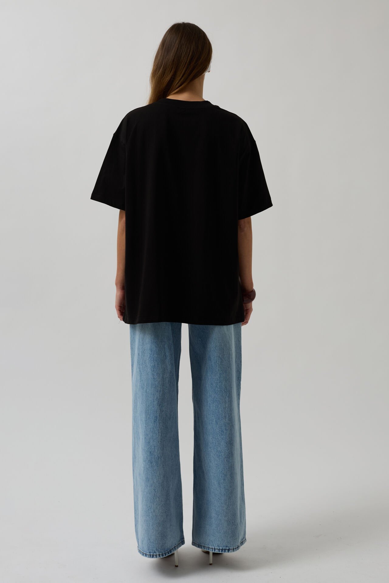 Toptan Ön Baskılı Oversize Siyah T-Shirt