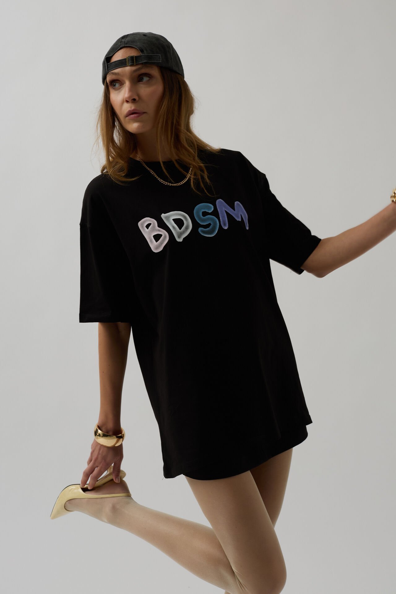 Wholesale Back and Front Printed Oversize Black T-Shirt