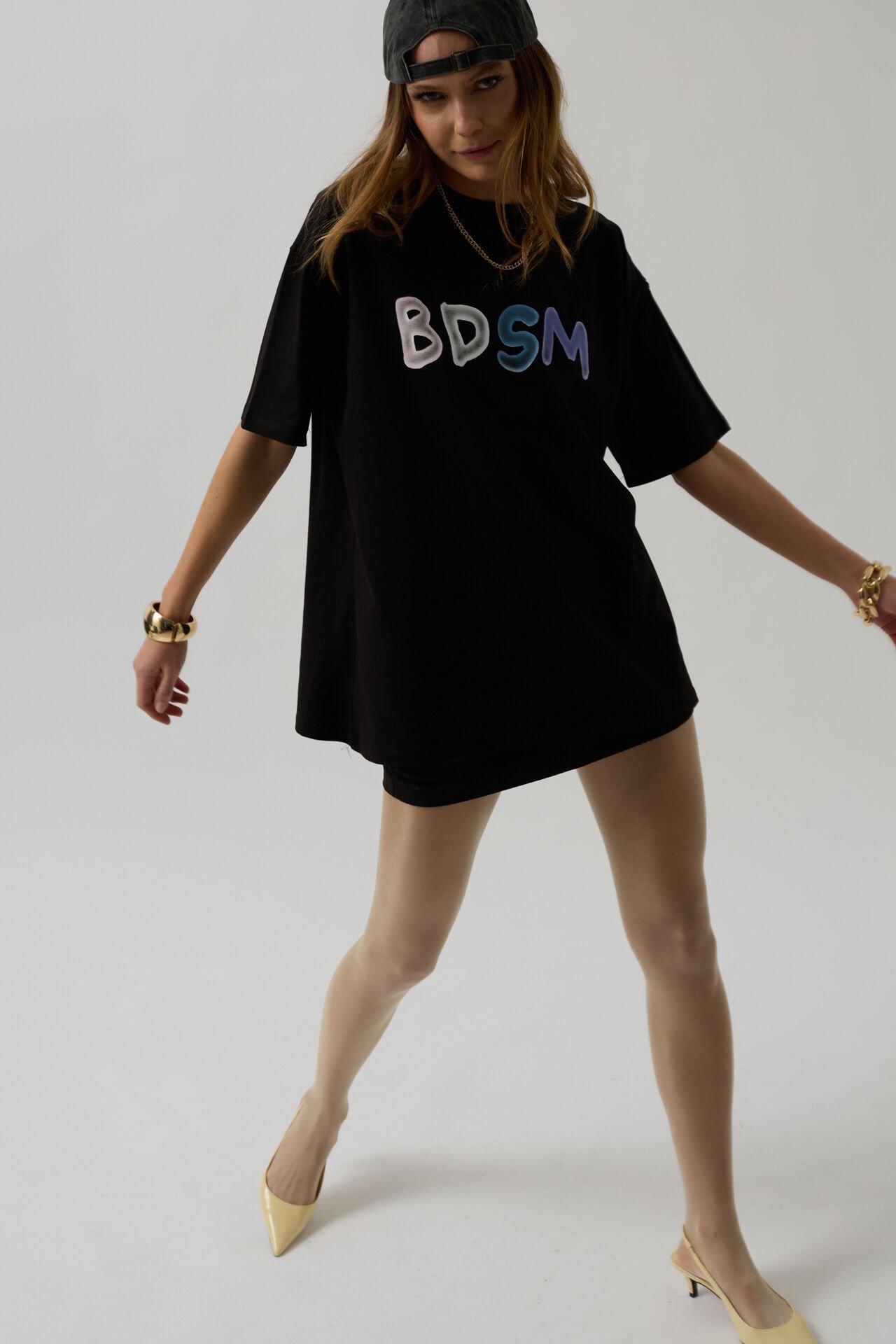 Wholesale Back and Front Printed Oversize Black T-Shirt