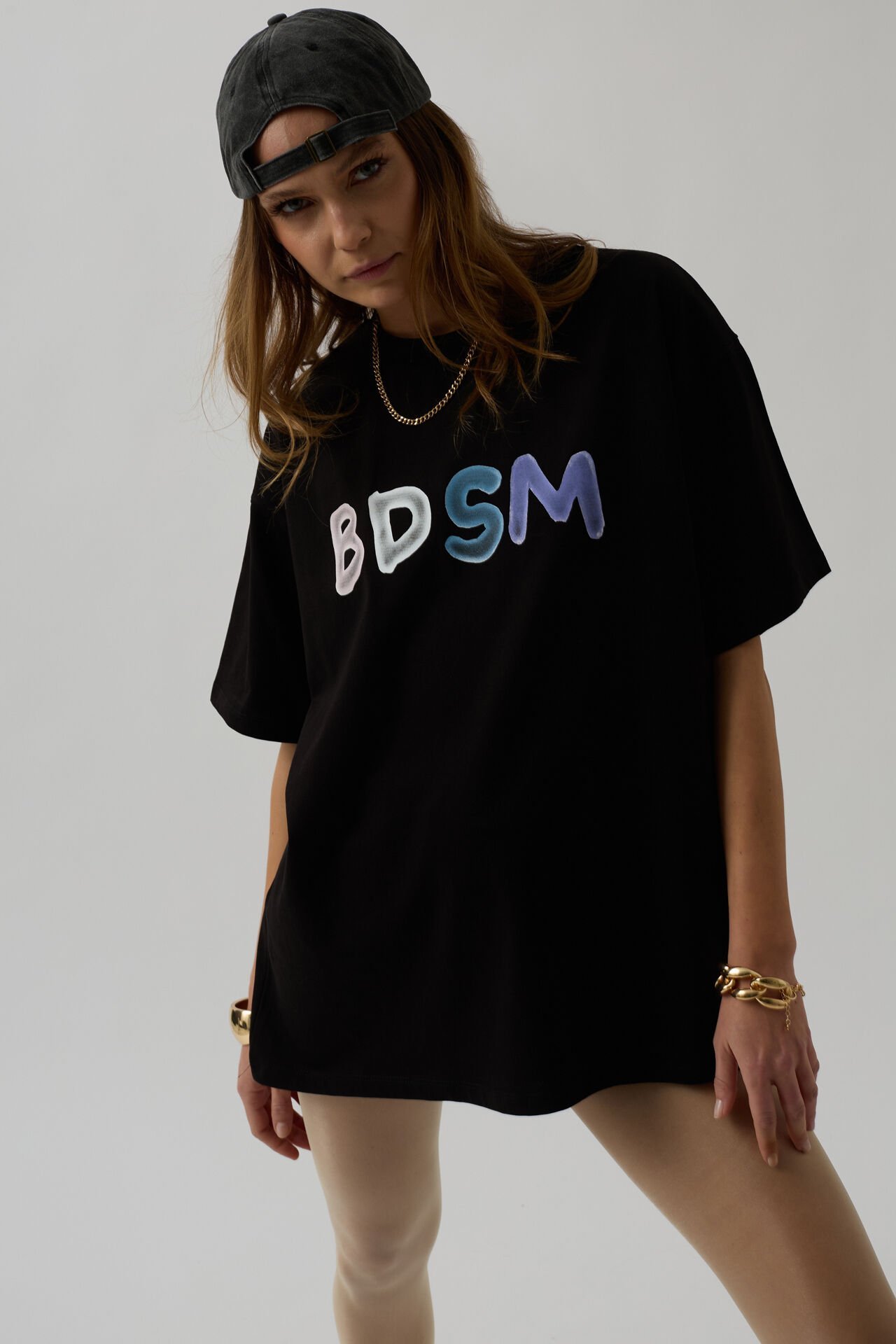Wholesale Back and Front Printed Oversize Black T-Shirt
