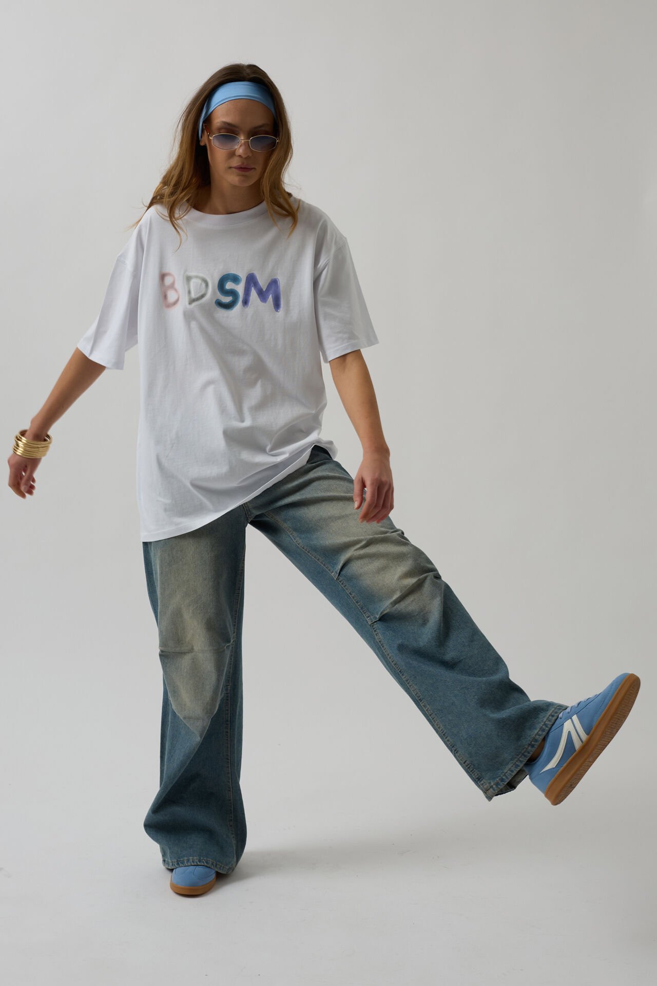 Toptan Sırt ve Ön Baskılı Oversize Beyaz T-Shirt