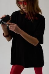 Wholesale Back Printed Oversize Black T-Shirt