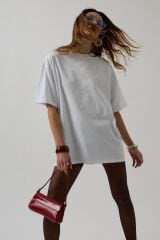 Toptan Sırt Baskılı Oversize Beyaz T-Shirt