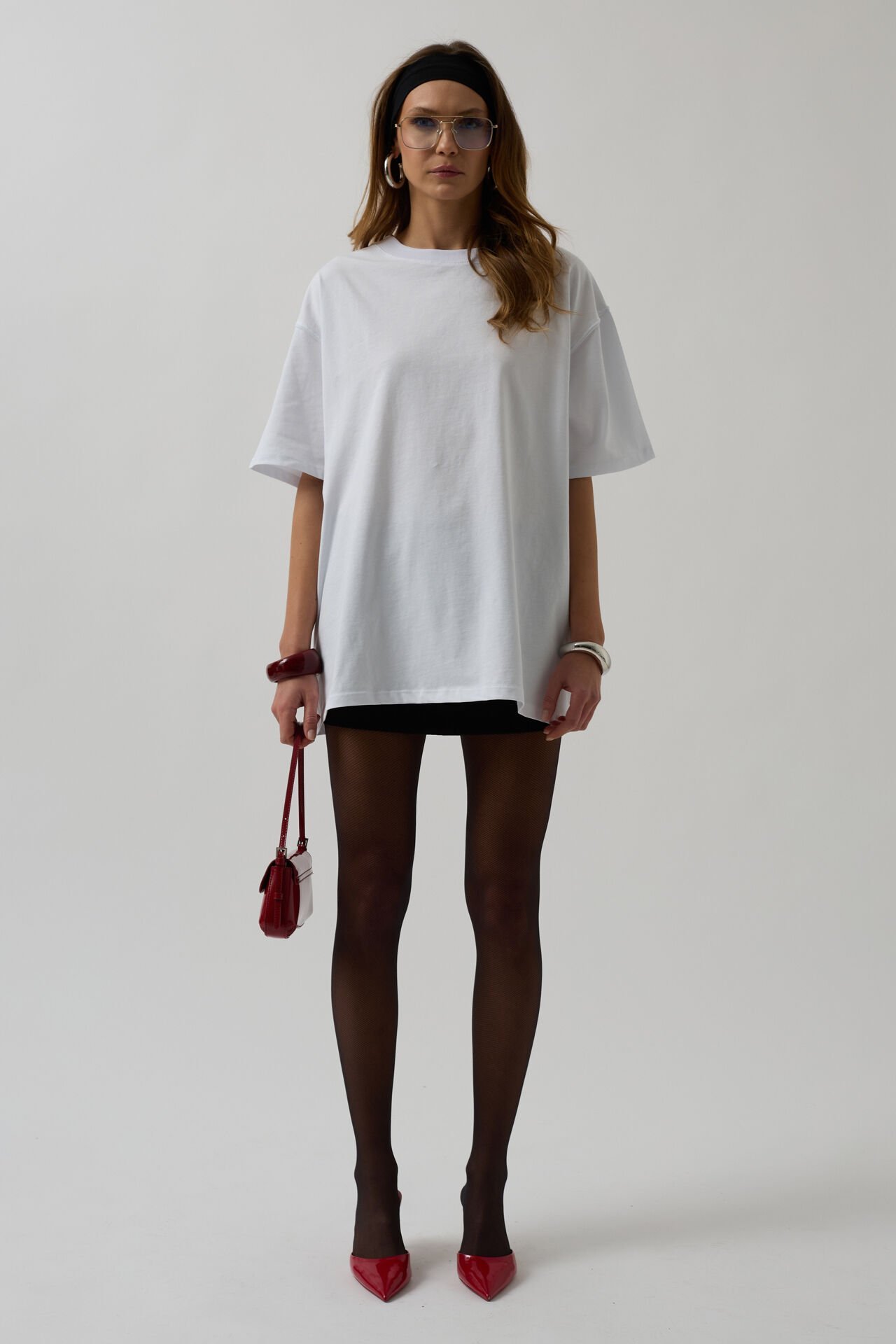 Toptan Sırt Baskılı Oversize Beyaz T-Shirt