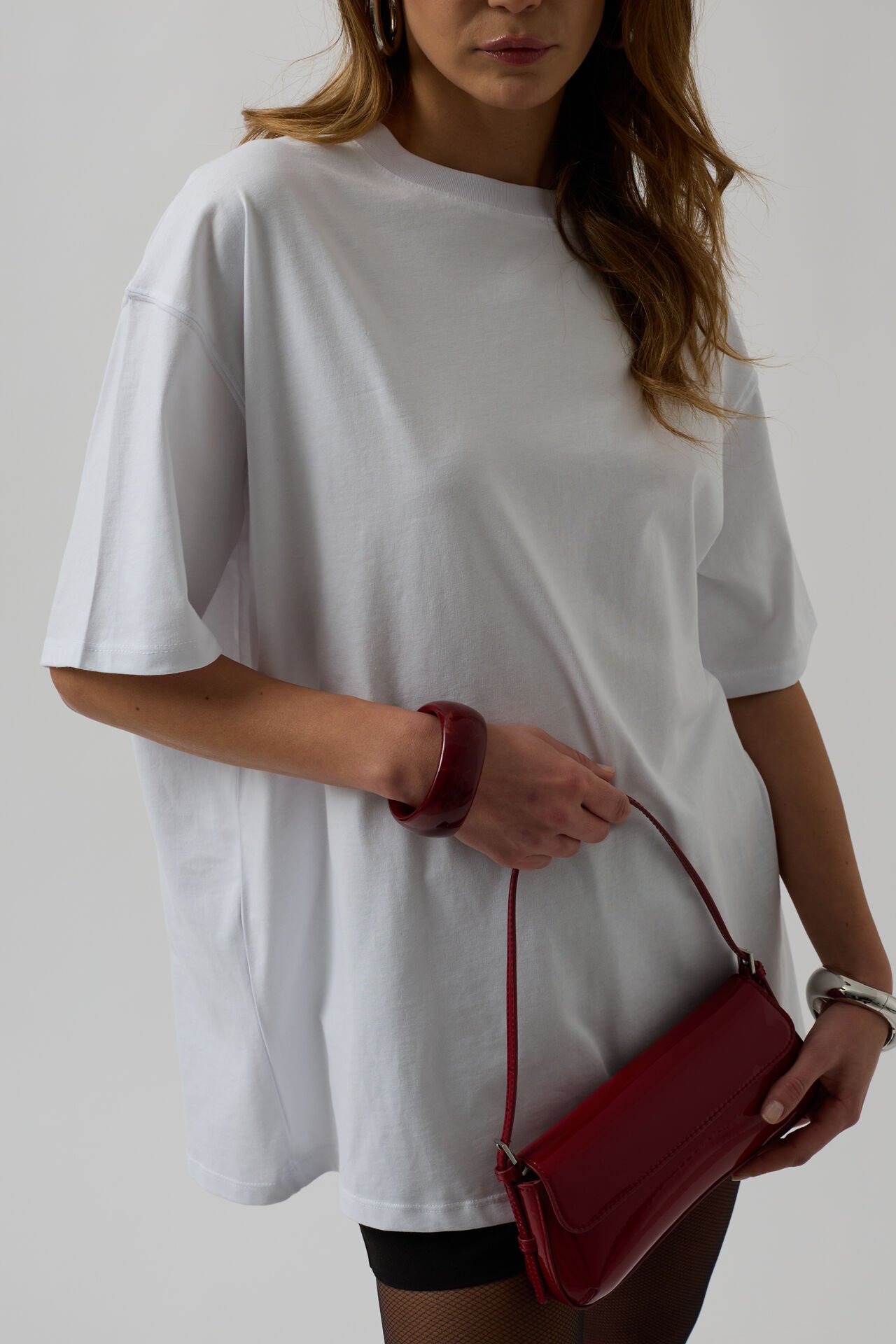 Toptan Sırt Baskılı Oversize Beyaz T-Shirt