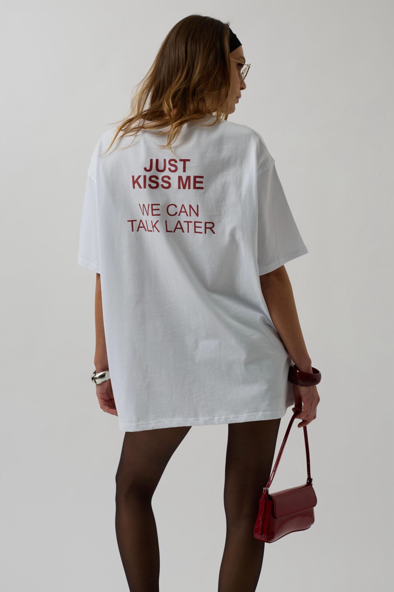 Toptan Sırt Baskılı Oversize Beyaz T-Shirt