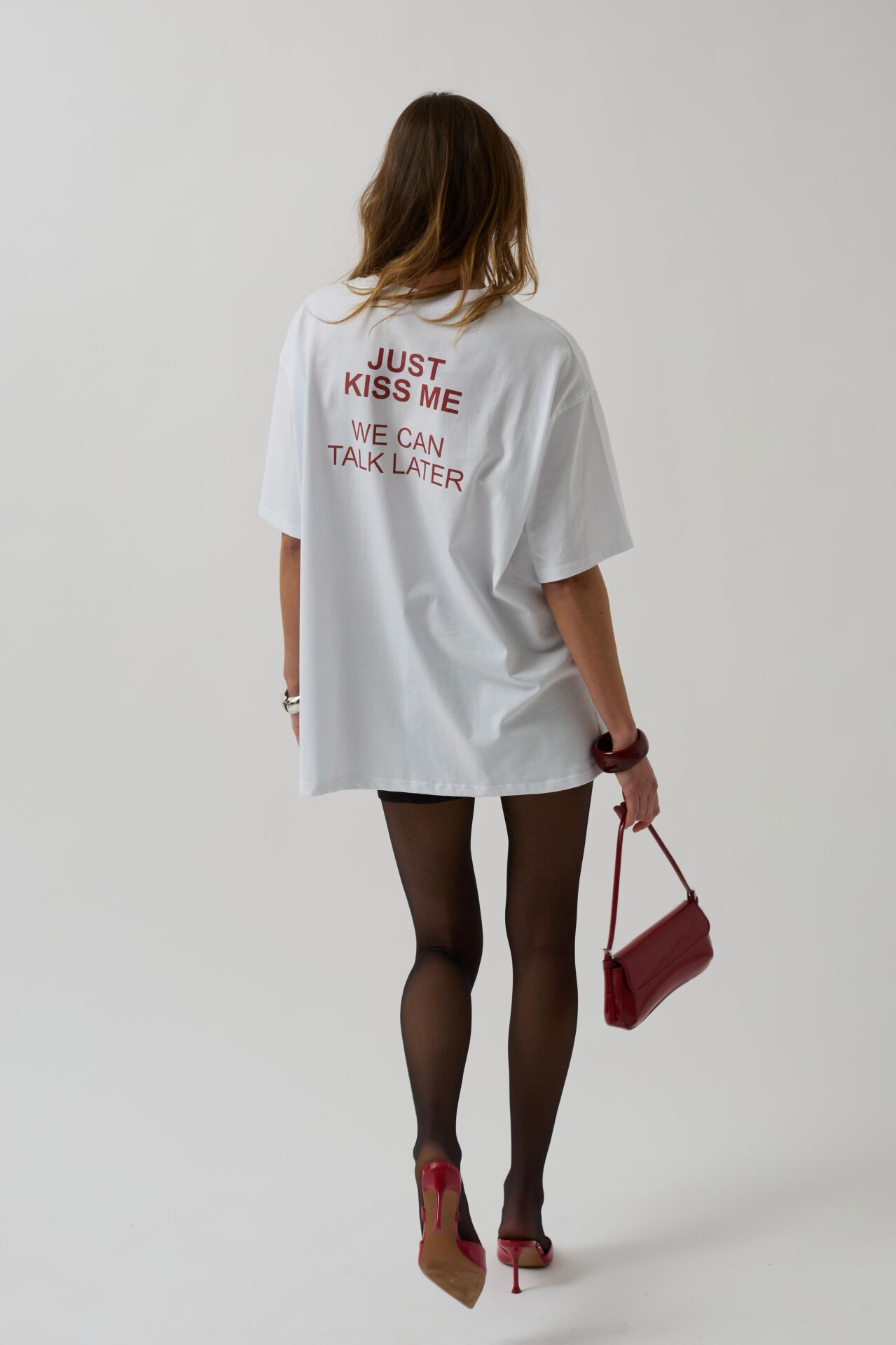 Toptan Sırt Baskılı Oversize Beyaz T-Shirt