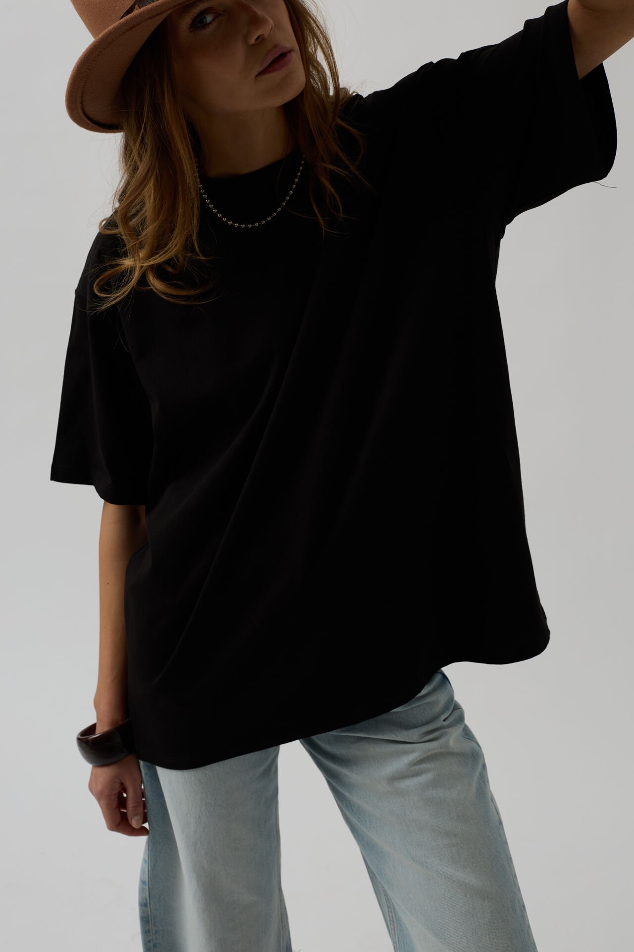 Toptan Basic Oversize Siyah T-Shirt