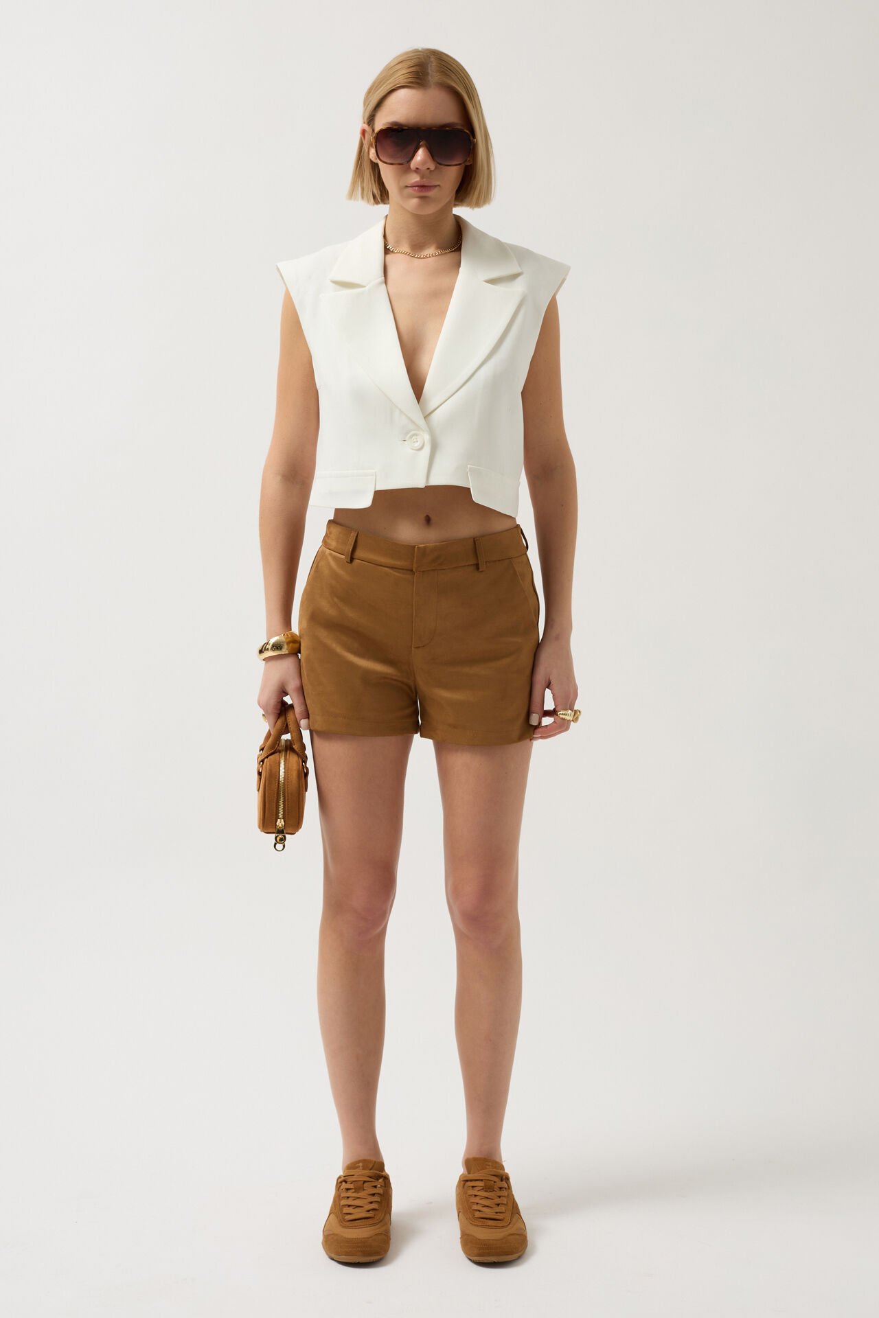 Wholesale Button Detail Pocket White Vest