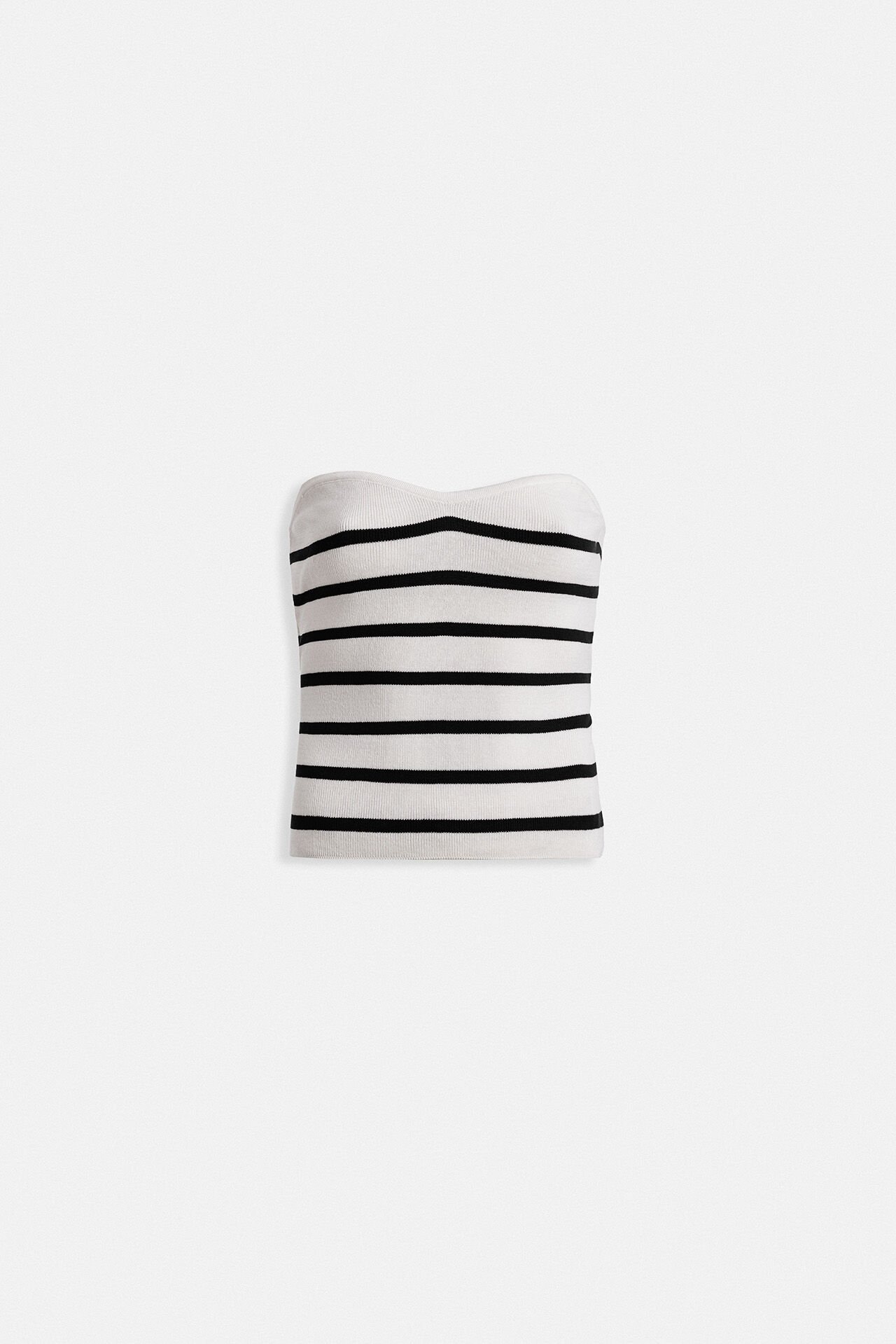 Wholesale Striped Strapless Textured White Black Blouse