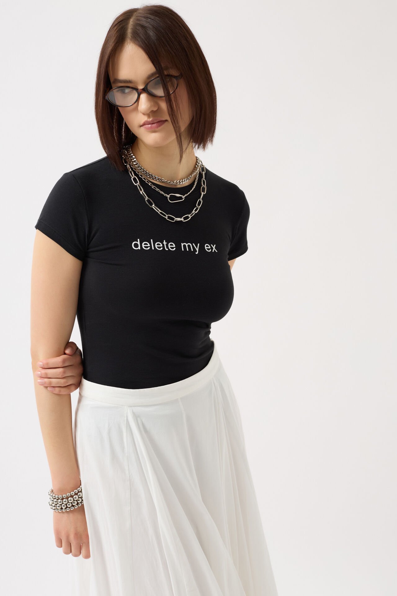 Toptan Baskılı Likralı Crop Siyah T-Shirt