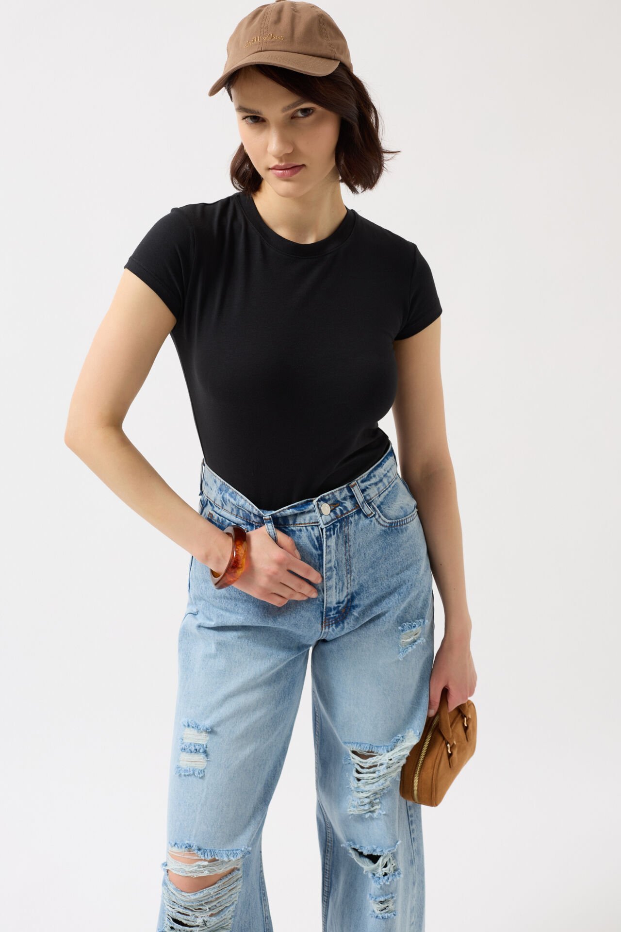Wholesale Lycra Basic Black T-Shirt