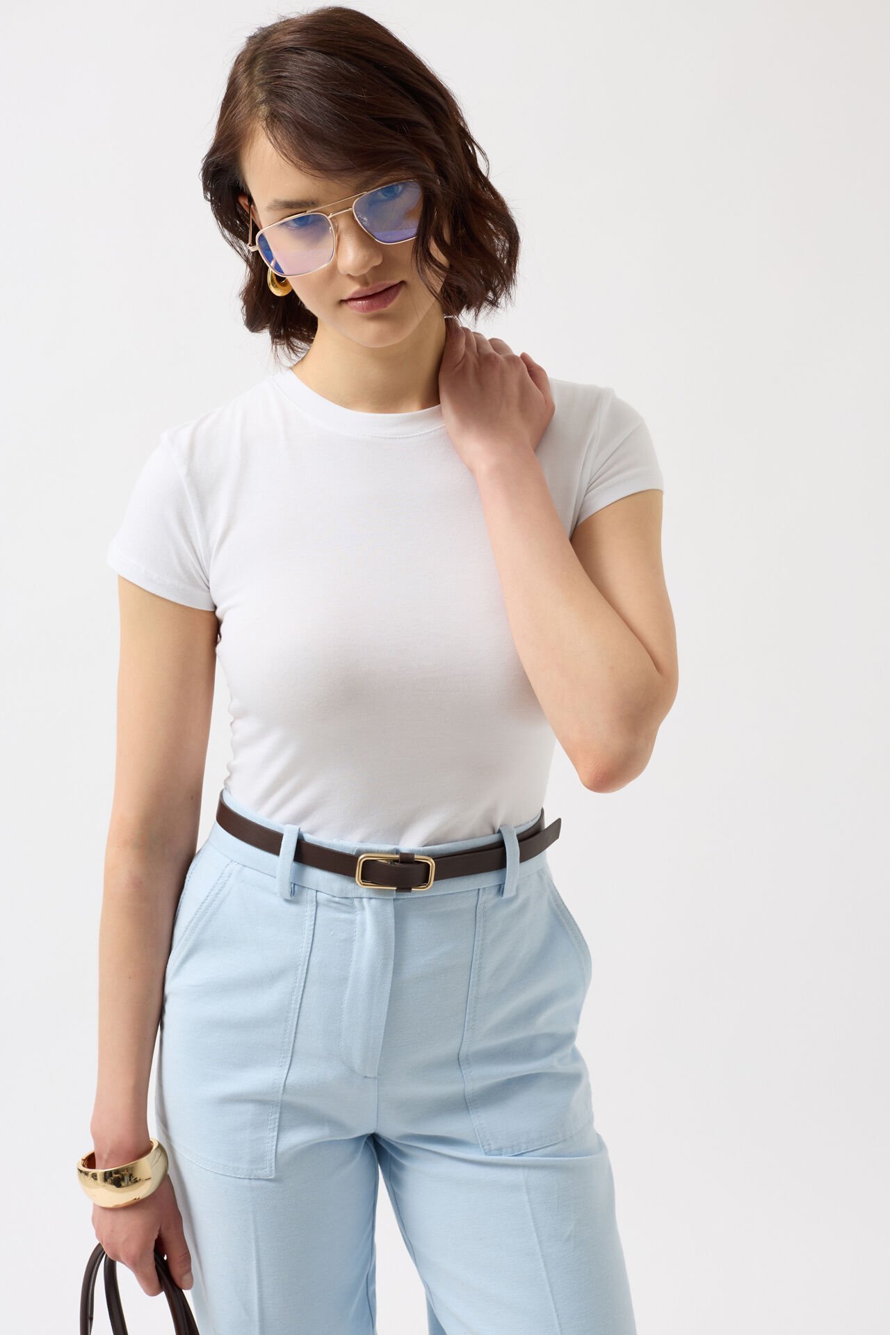 Toptan Likralı Basic Beyaz T-Shirt