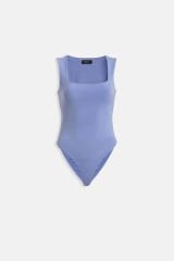 Toptan Kare Yaka Kalın Askılı Bebe Mavi Bodysuit