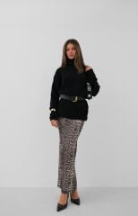 Toptan Oversize Balıkçı Yaka Siyah Triko Tunik